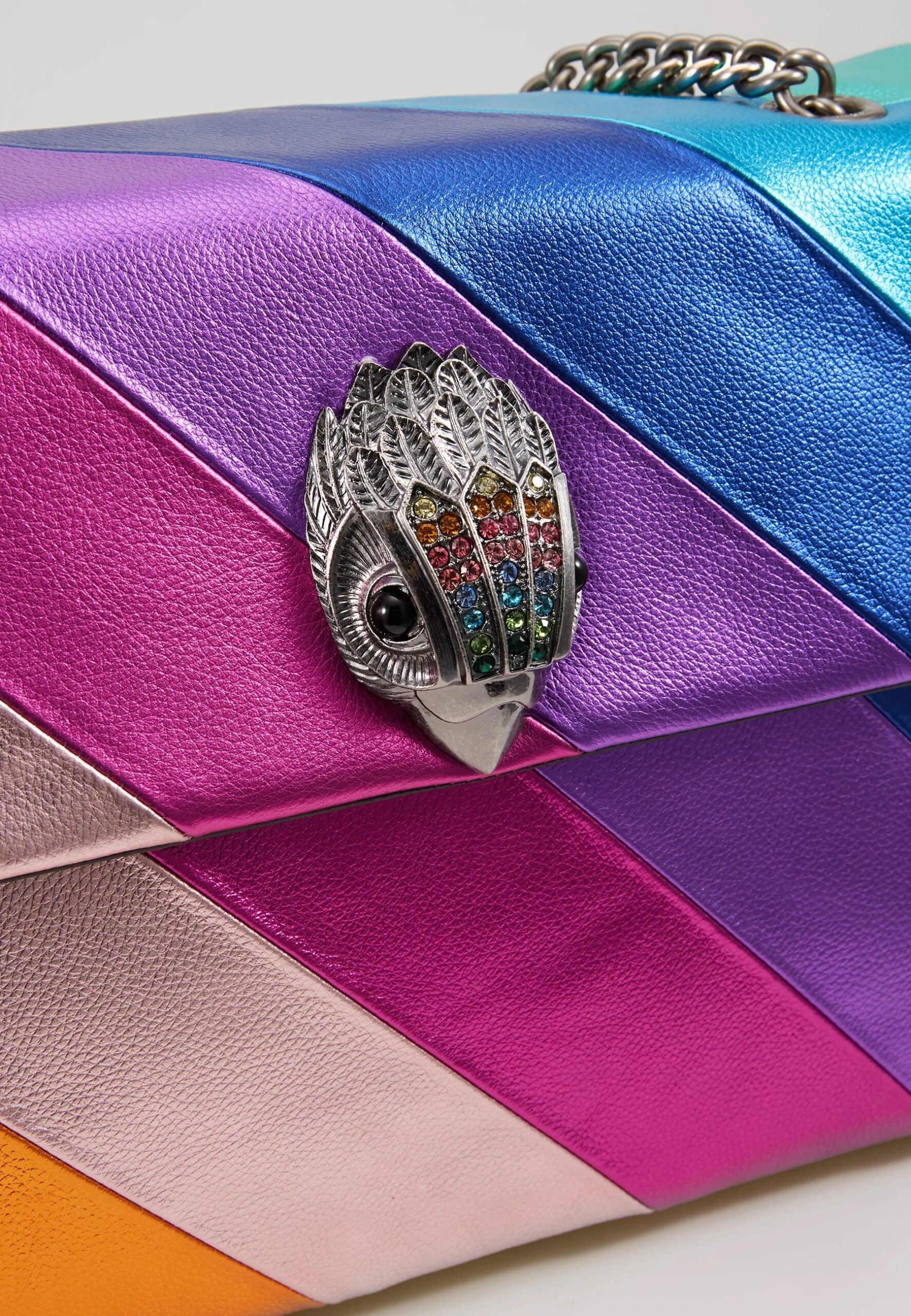 KURT GEIGER Borsa Kensington in pelle multicolor con catena argentata 