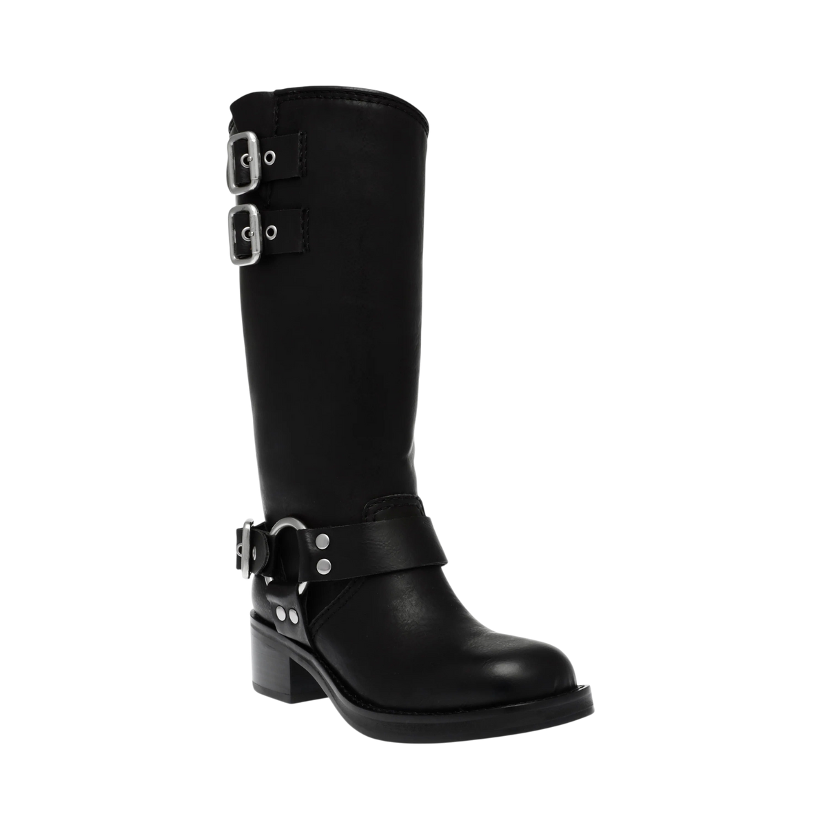 STEVE MADDEN Eastern Stivale Biker In Pelle Nero
