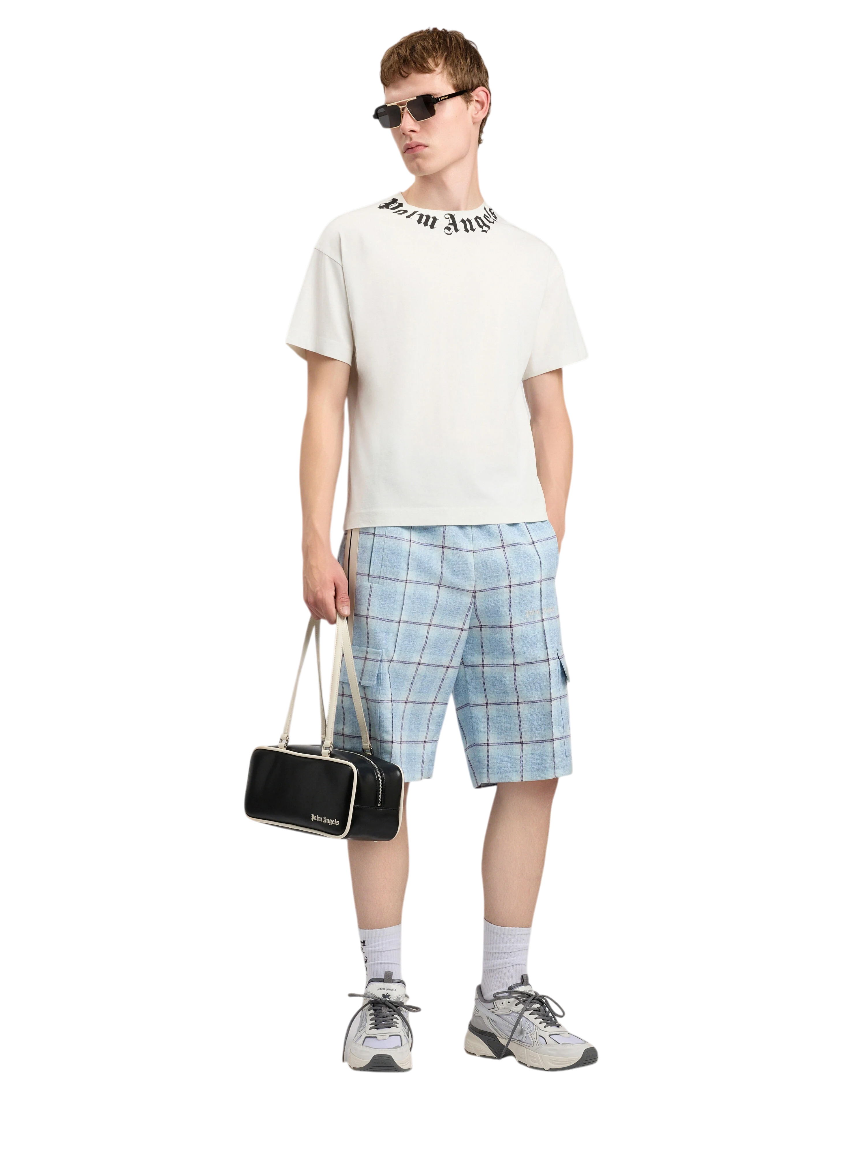 PALM ANGELS Neck Logo T-Shirt Off White Black