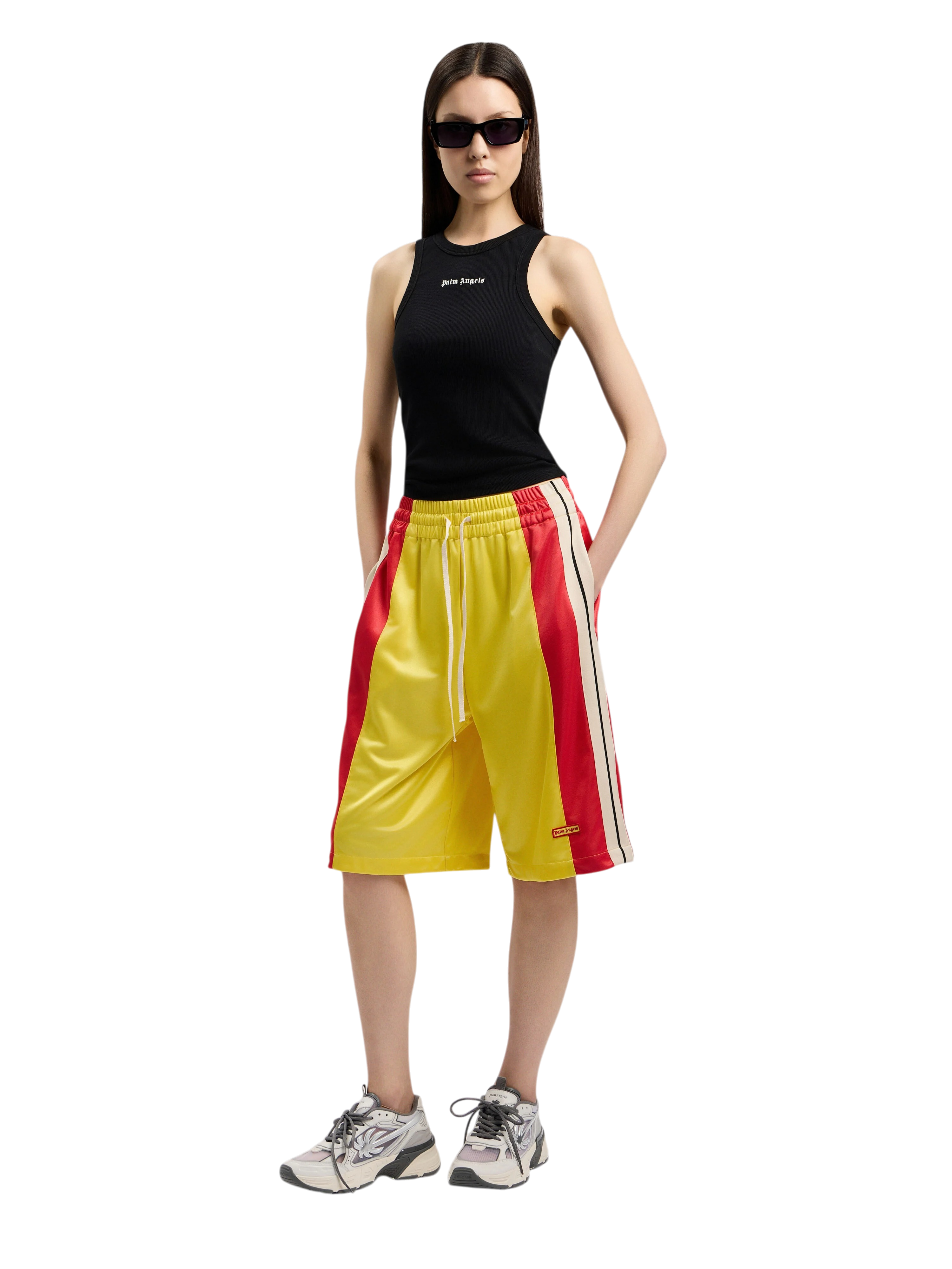 PALM ANGELS Classic Logo Fitted Tank Top Black Off White