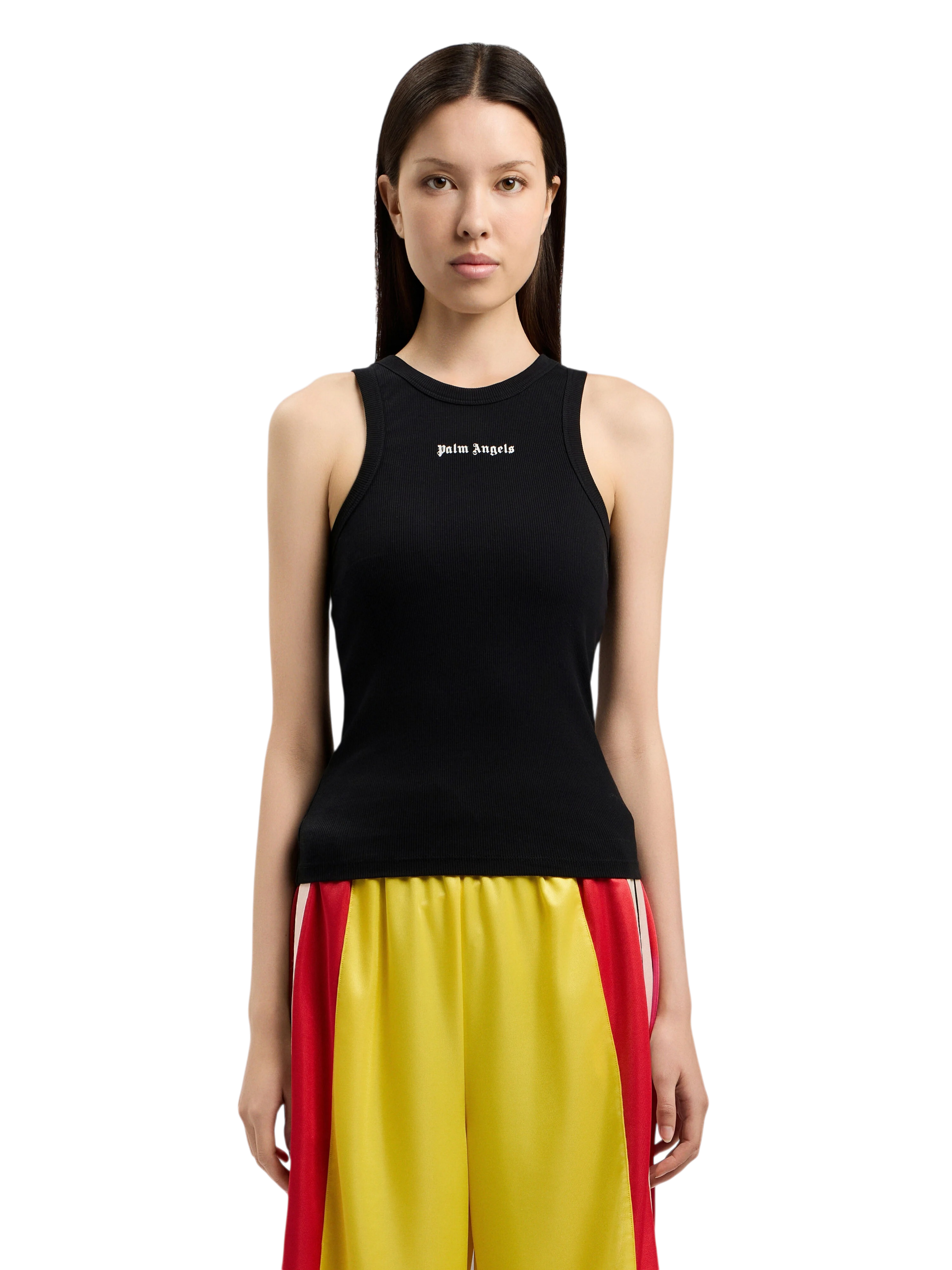 PALM ANGELS Classic Logo Fitted Tank Top Black Off White