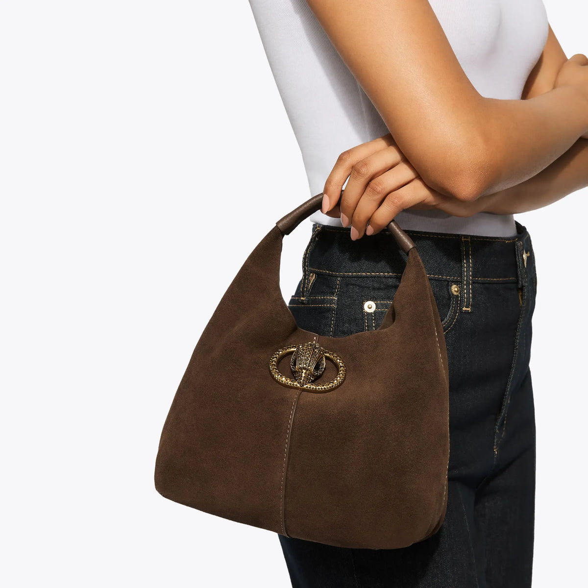 KURT GEIGER Chelsea SM Slouch Hobo Dark Brown