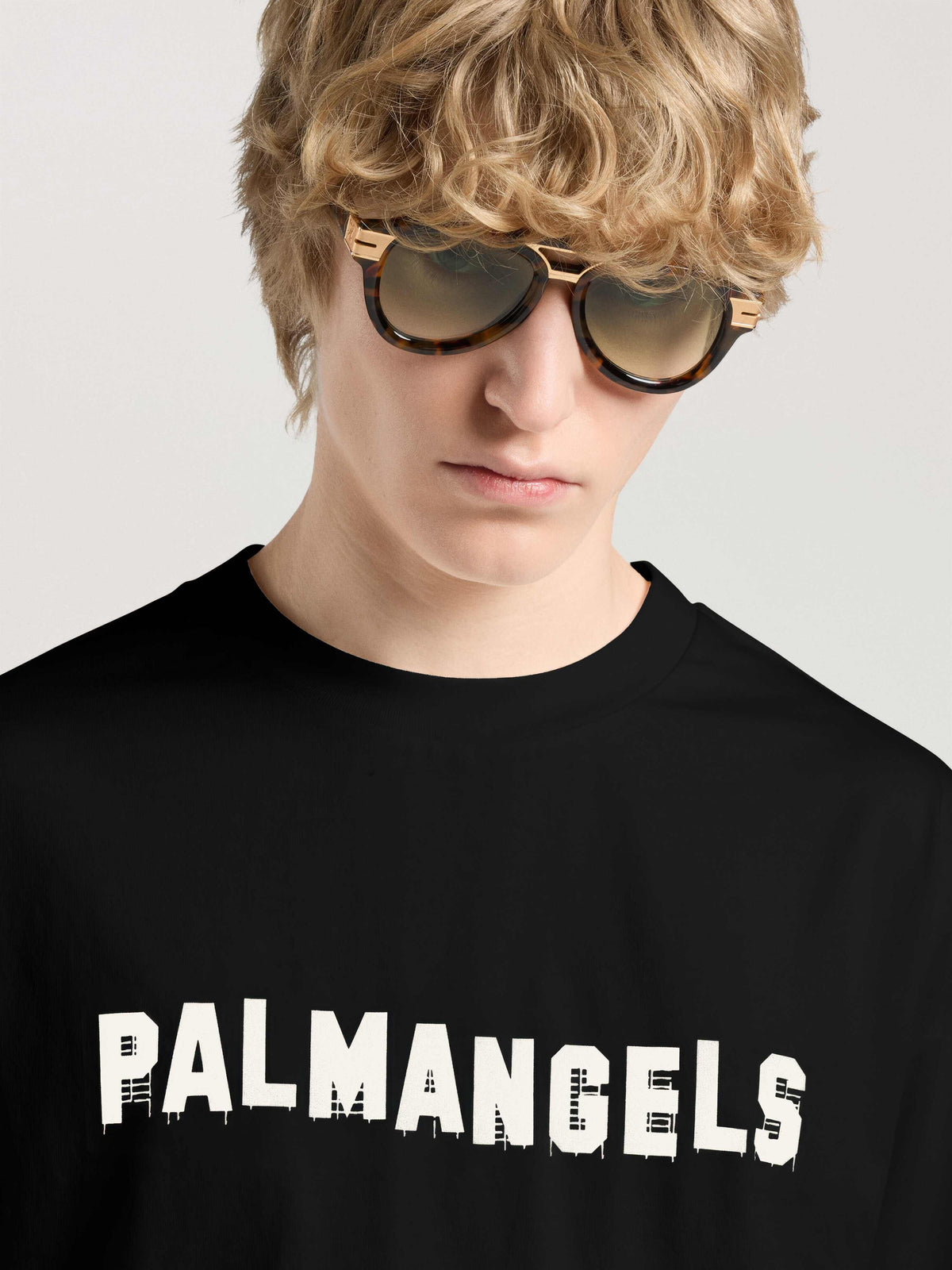 PALM ANGELS Palm Hills Regular T-Shirt BLACK - OFF WHITE