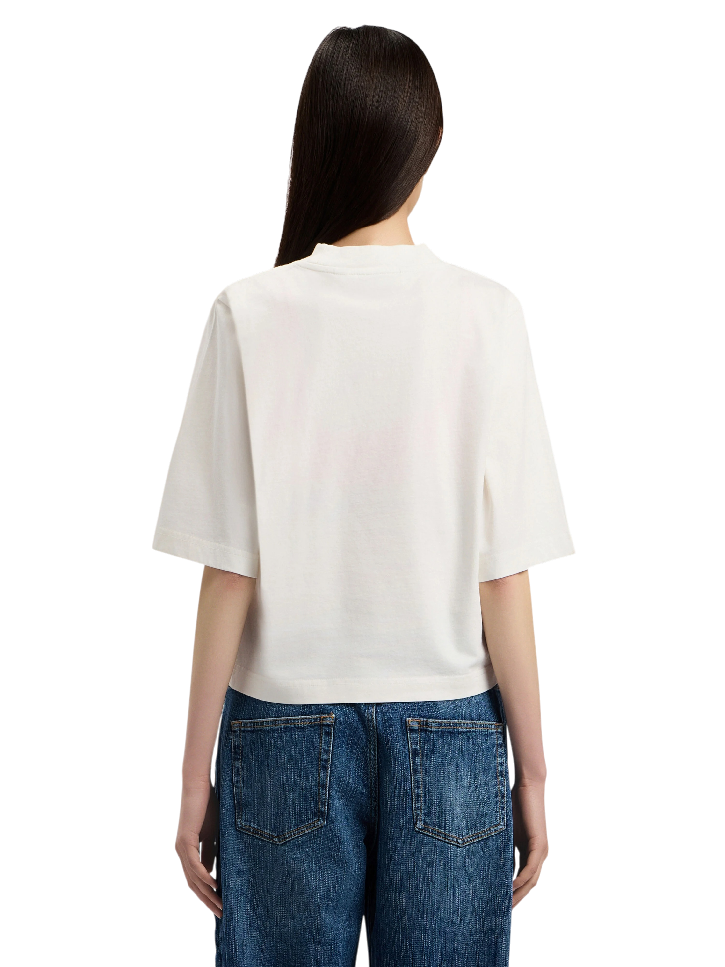 PALM ANGELS Curved Logo Boxy T-Shirt Off White Black