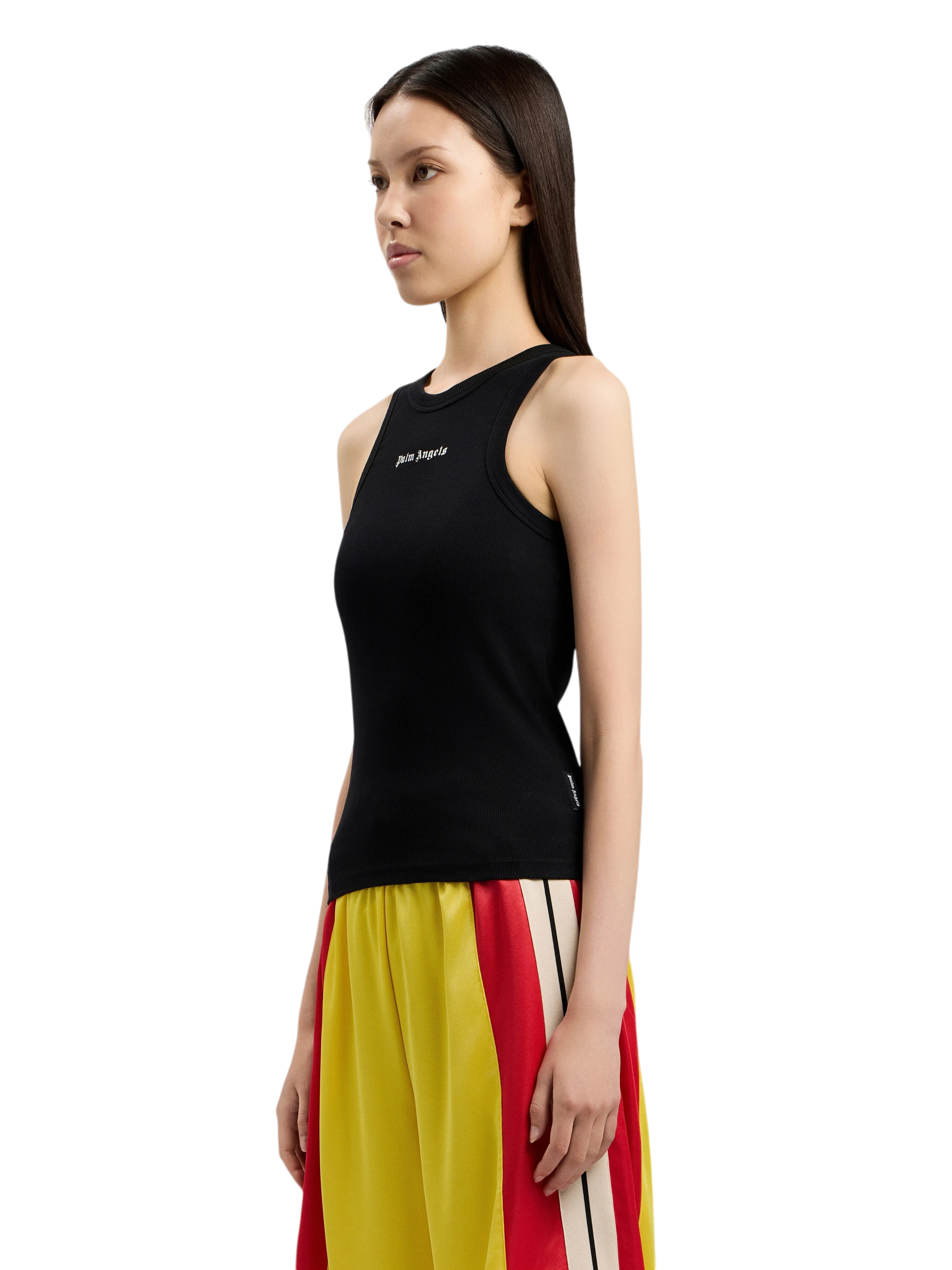 PALM ANGELS Classic Logo Fitted Tank Top Black Off White