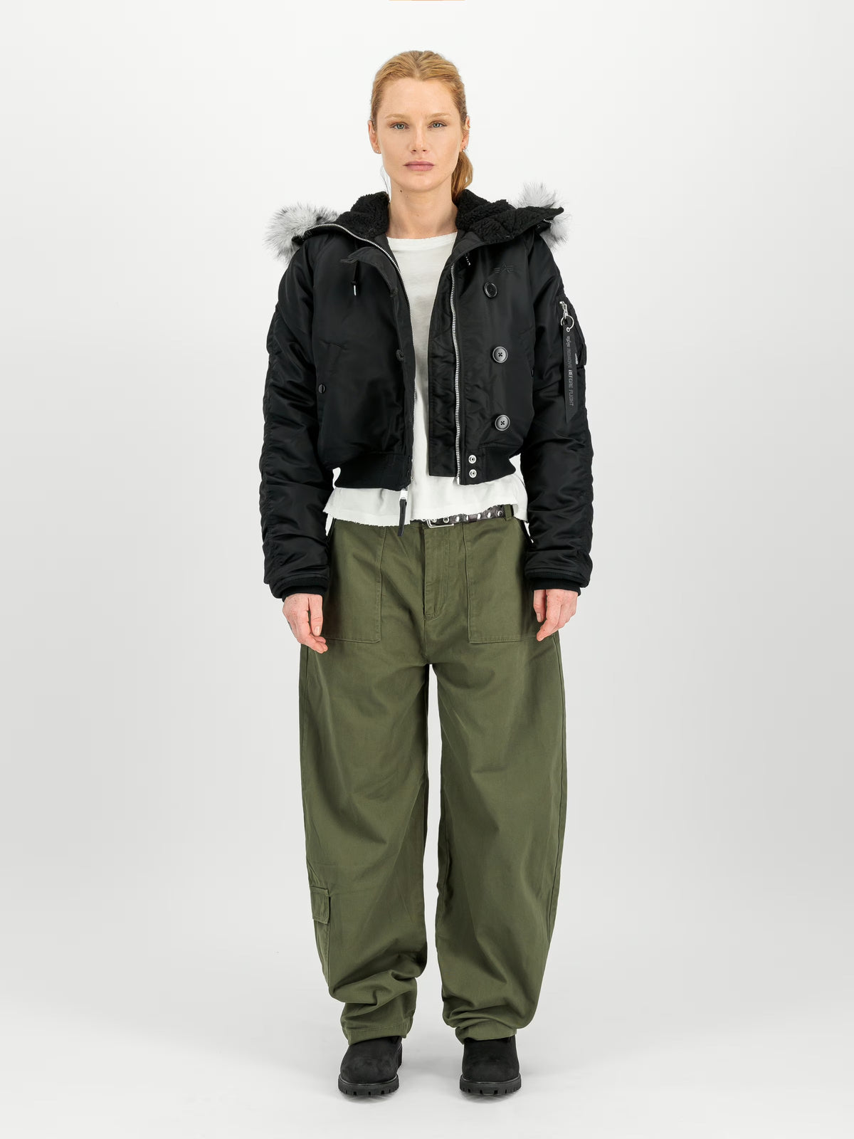 ALPHA INDUSTRIES N-2B Cropped Winter Jacket Women BLACK