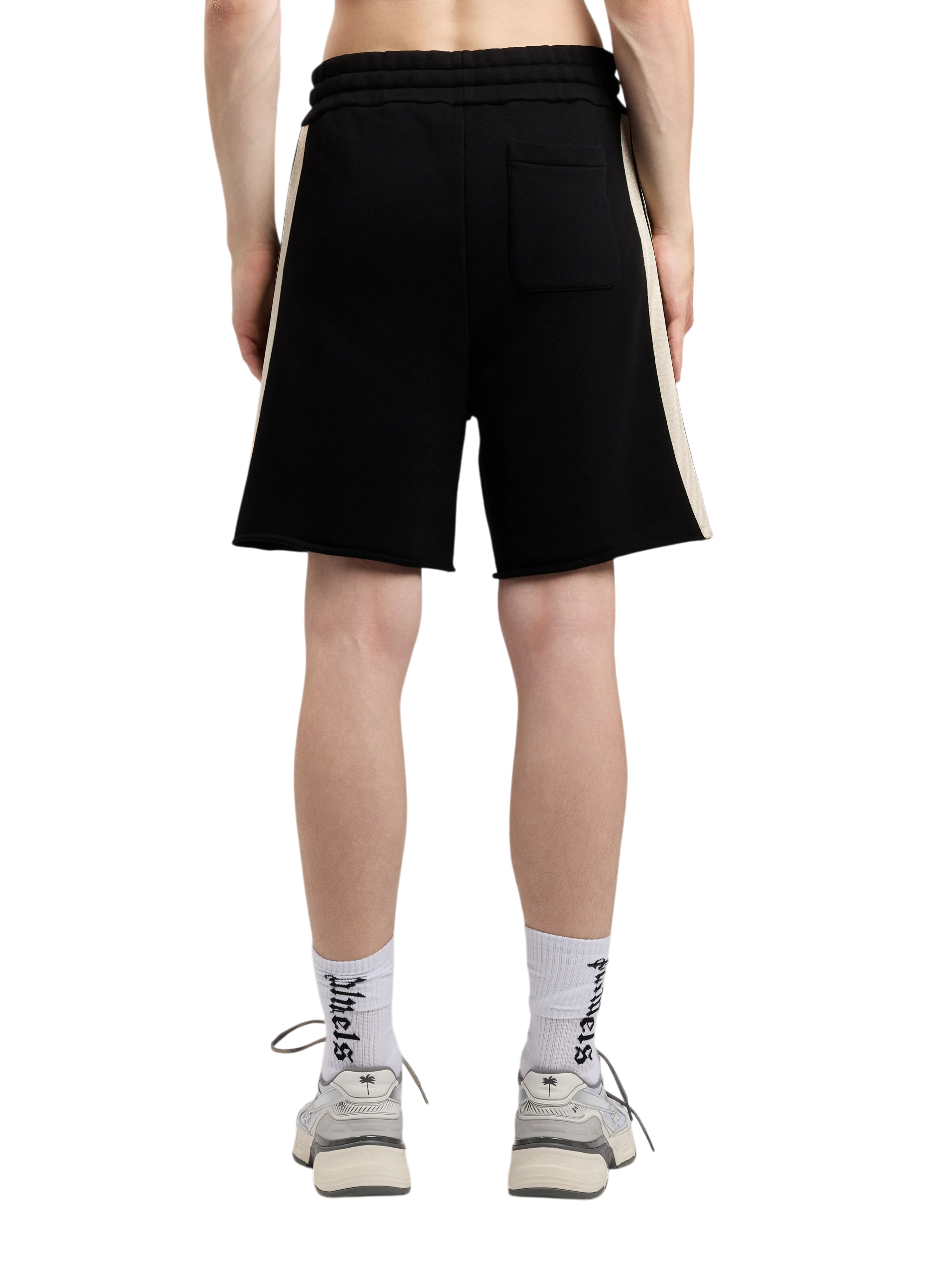 PALM ANGELS Curved Logo Track Sweatshorts Black Off White