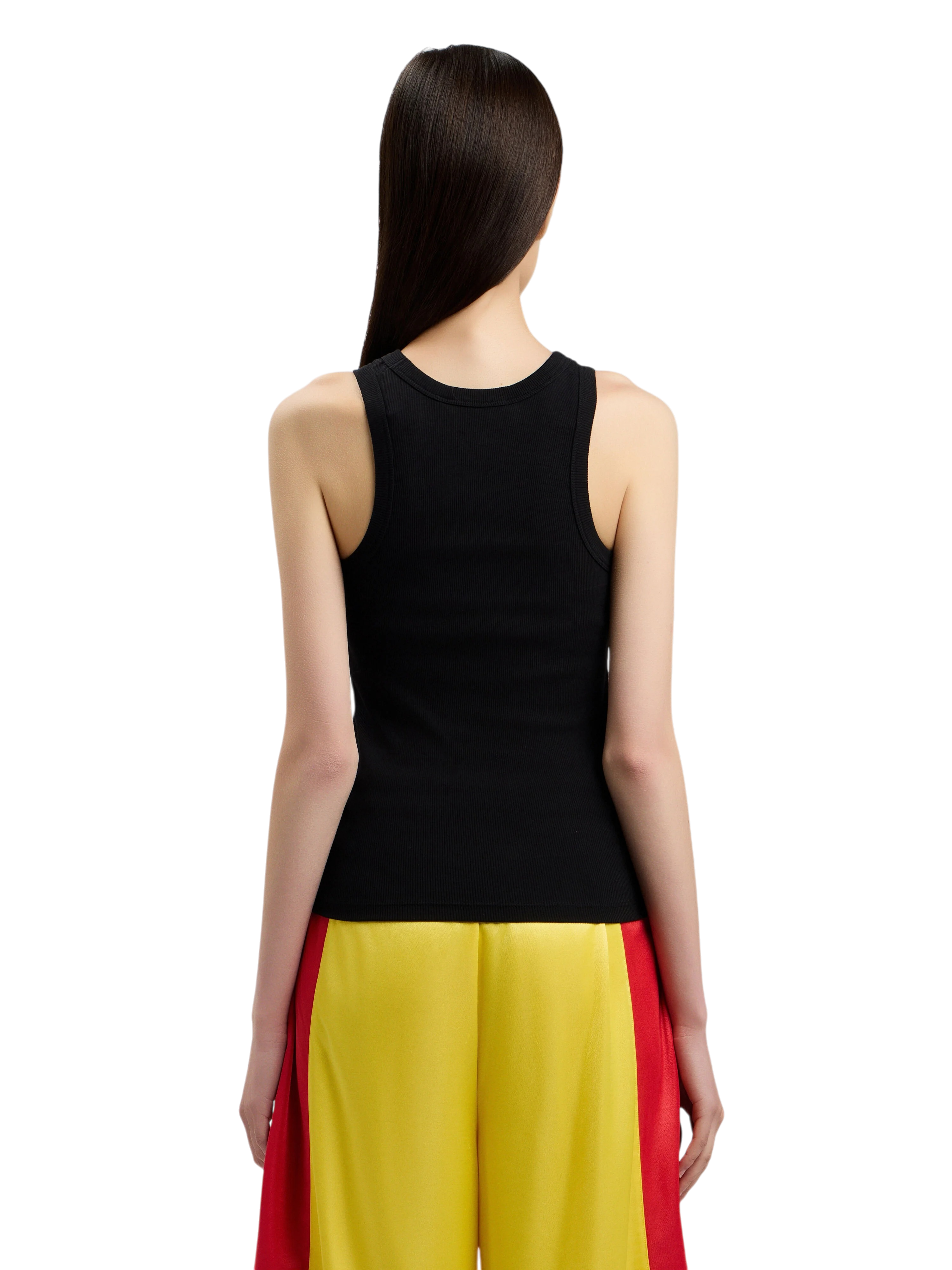 PALM ANGELS Classic Logo Fitted Tank Top Black Off White