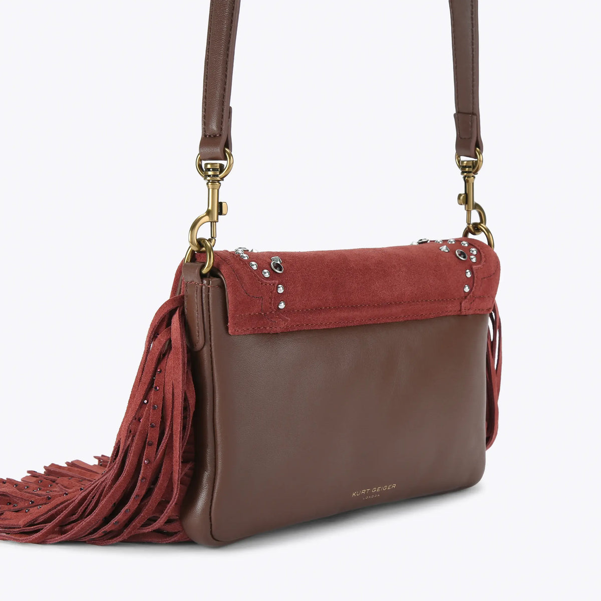 KURT GEIGER Oxford Fringe Sholuder Bag Wine