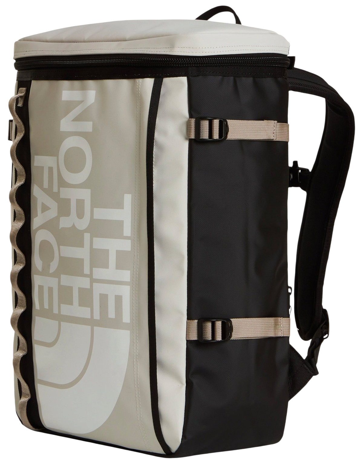 Zaino Blaze Shop The North Face Base Camp Fuse Box squadrato in bianco e nero con logo grande e cinghie di compressione