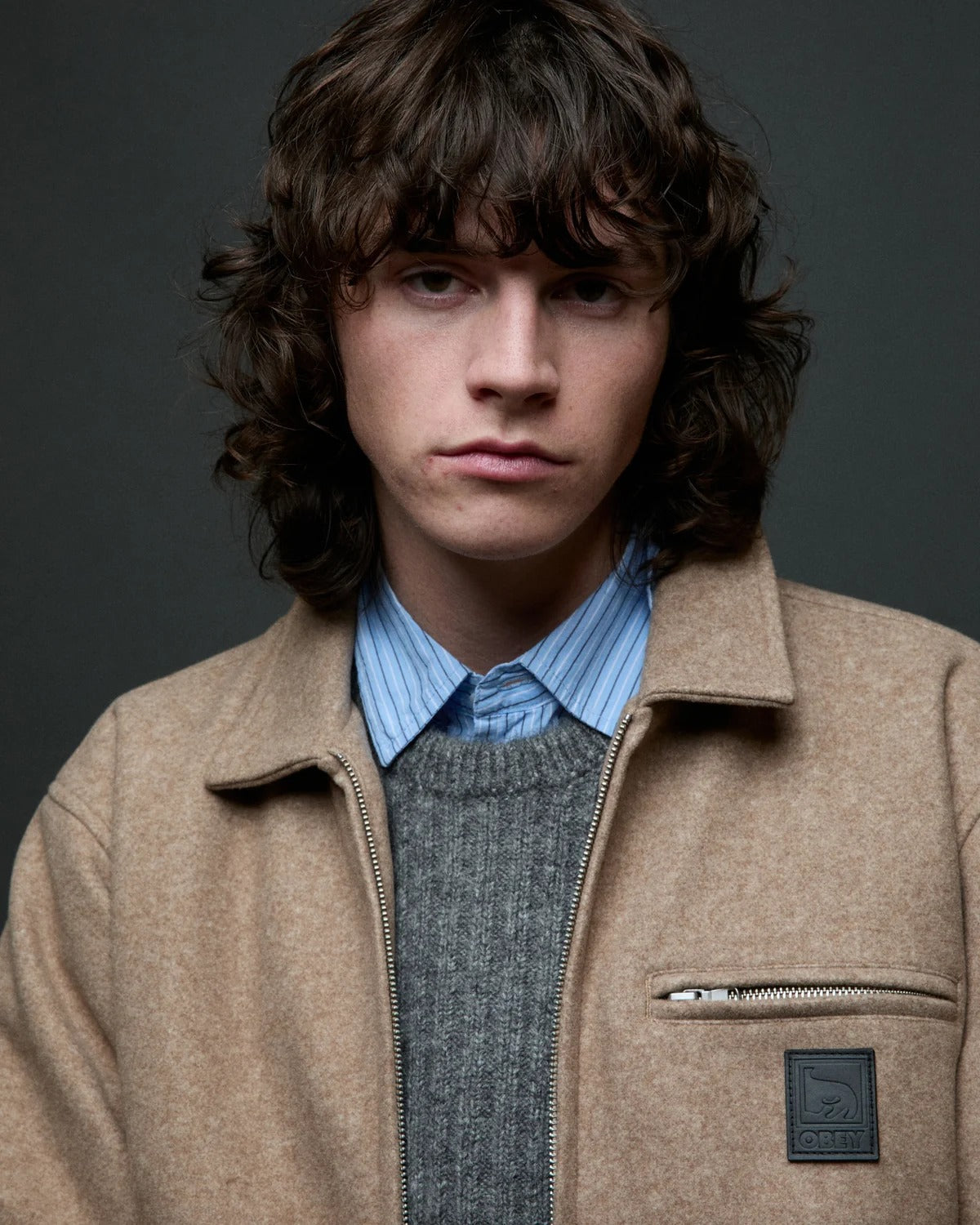 OBEY LEDGER BLOUSON JACKET Latte