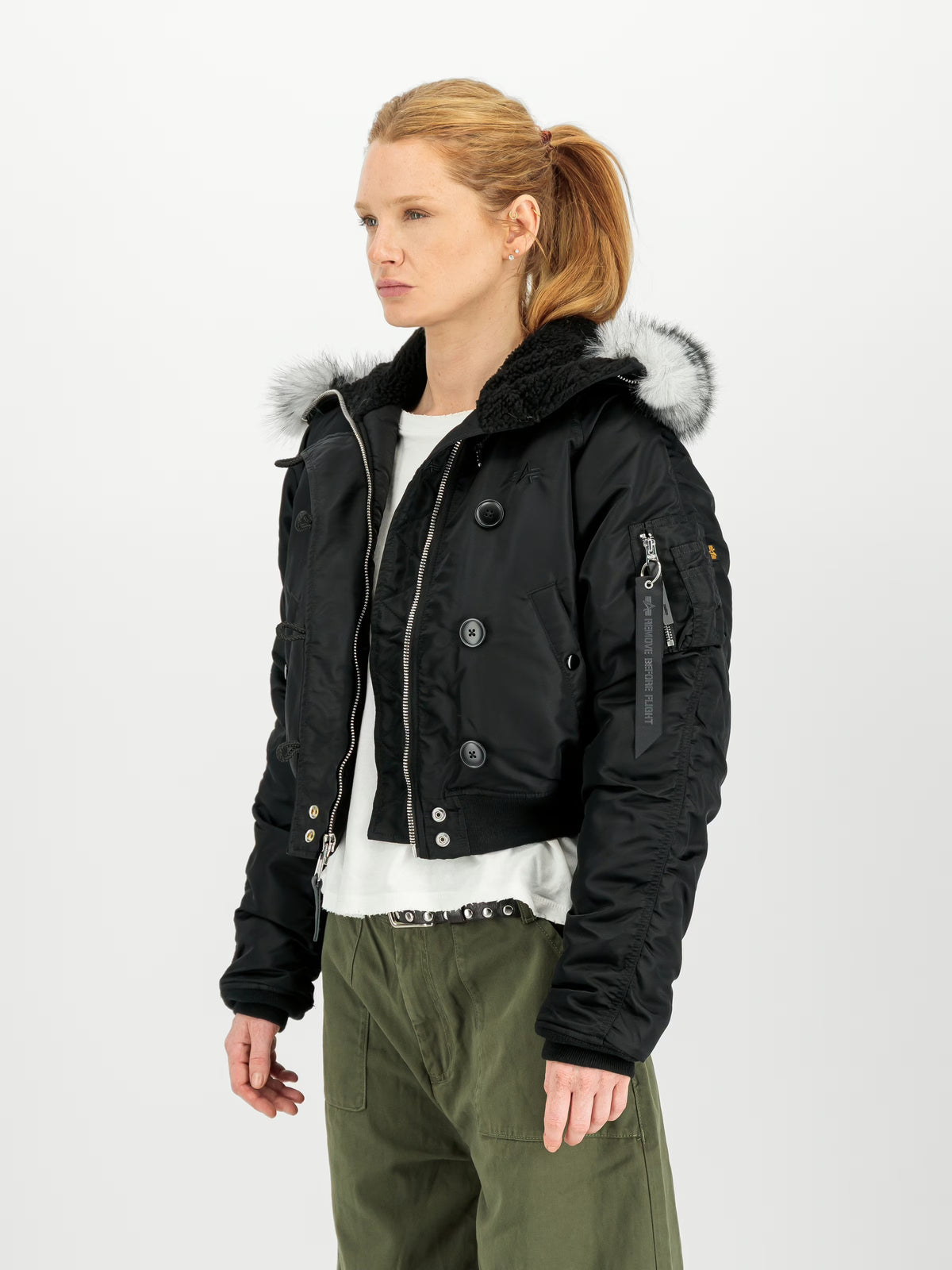 ALPHA INDUSTRIES N-2B Cropped Winter Jacket Women BLACK