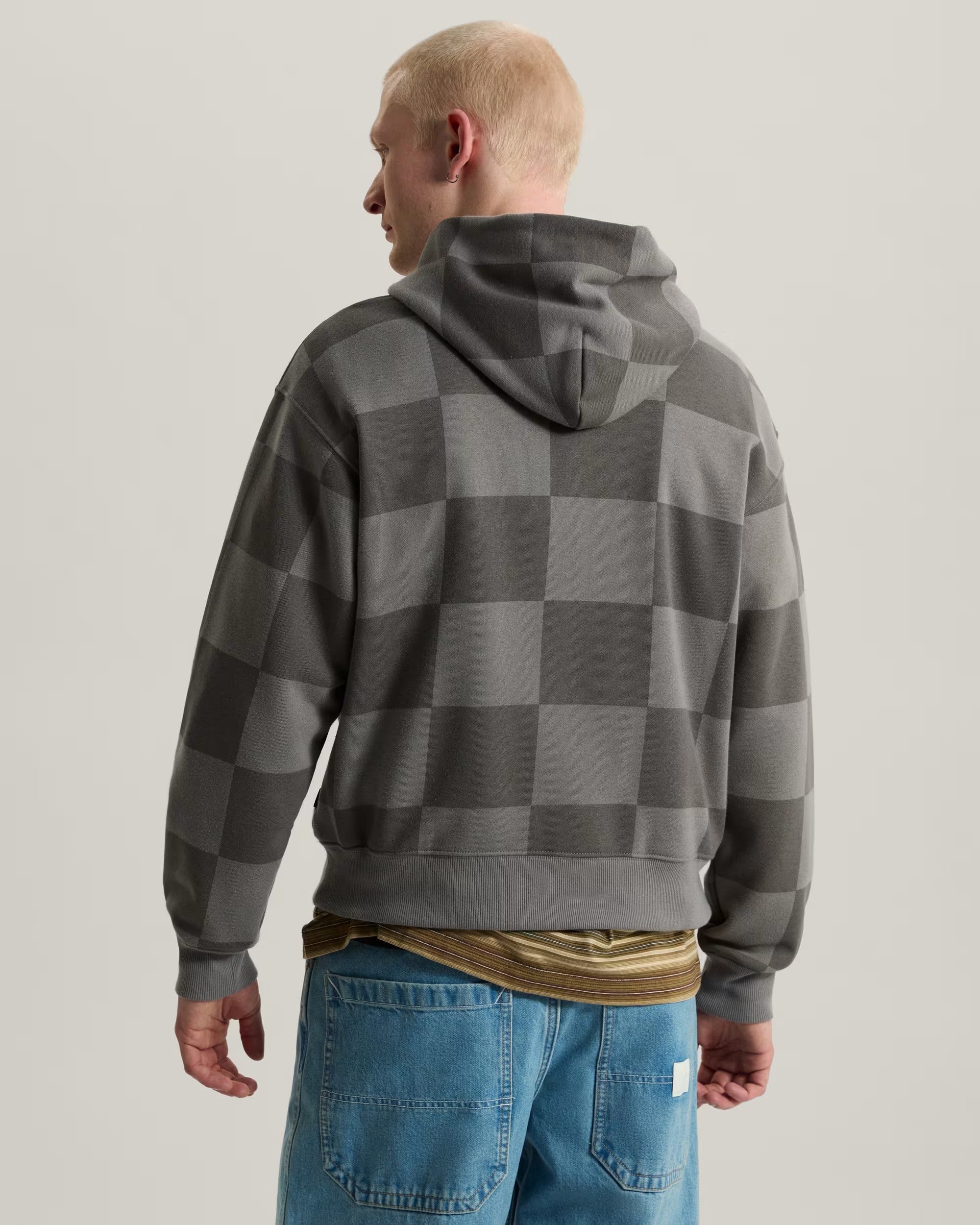 VANS FELPA con cappuccio Stretch Logo Checkerboard Grey