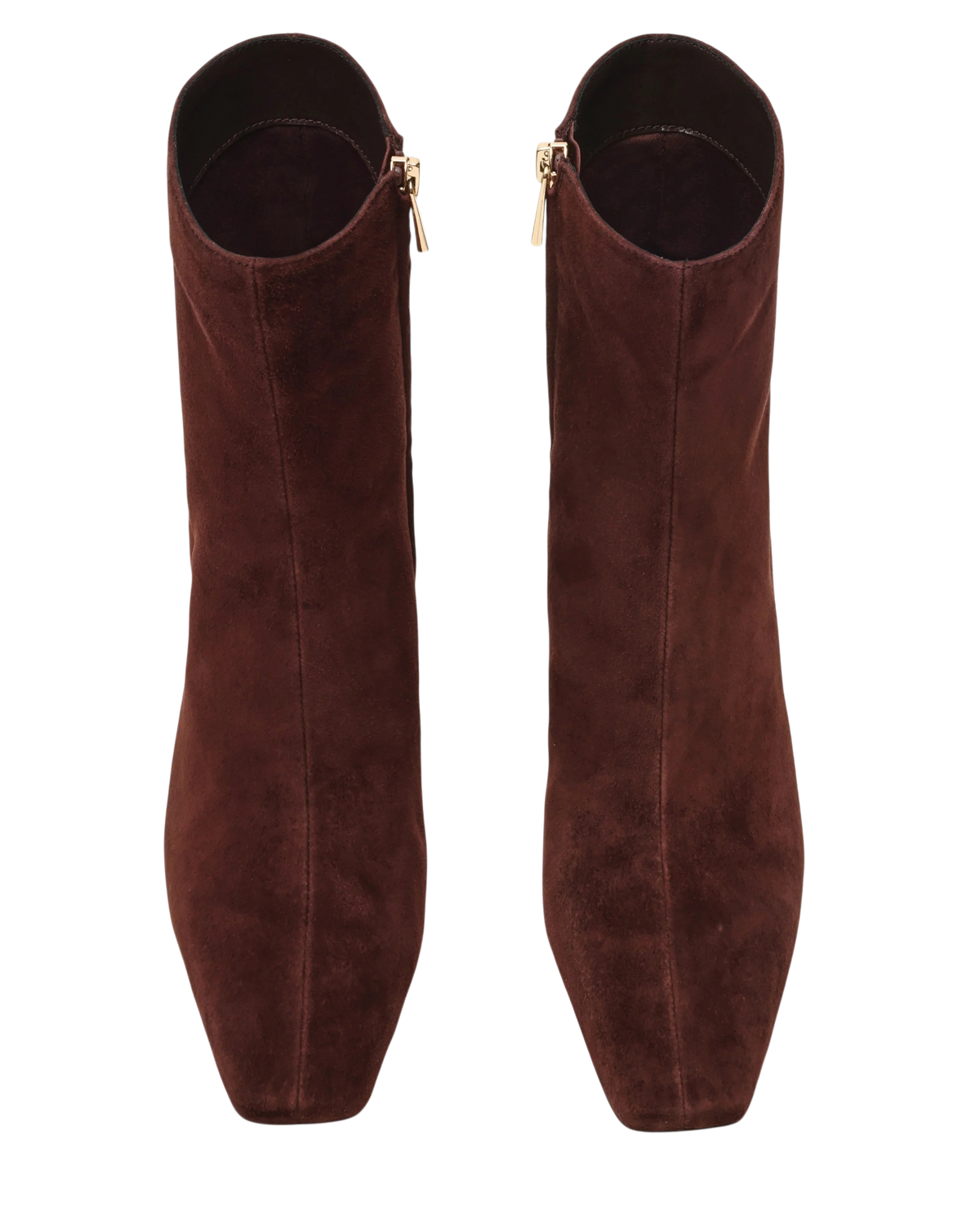 Stivaletti Blaze Shop Flares in pelle scamosciata color cioccolato con tacco da 8,5 cm e cerniera laterale