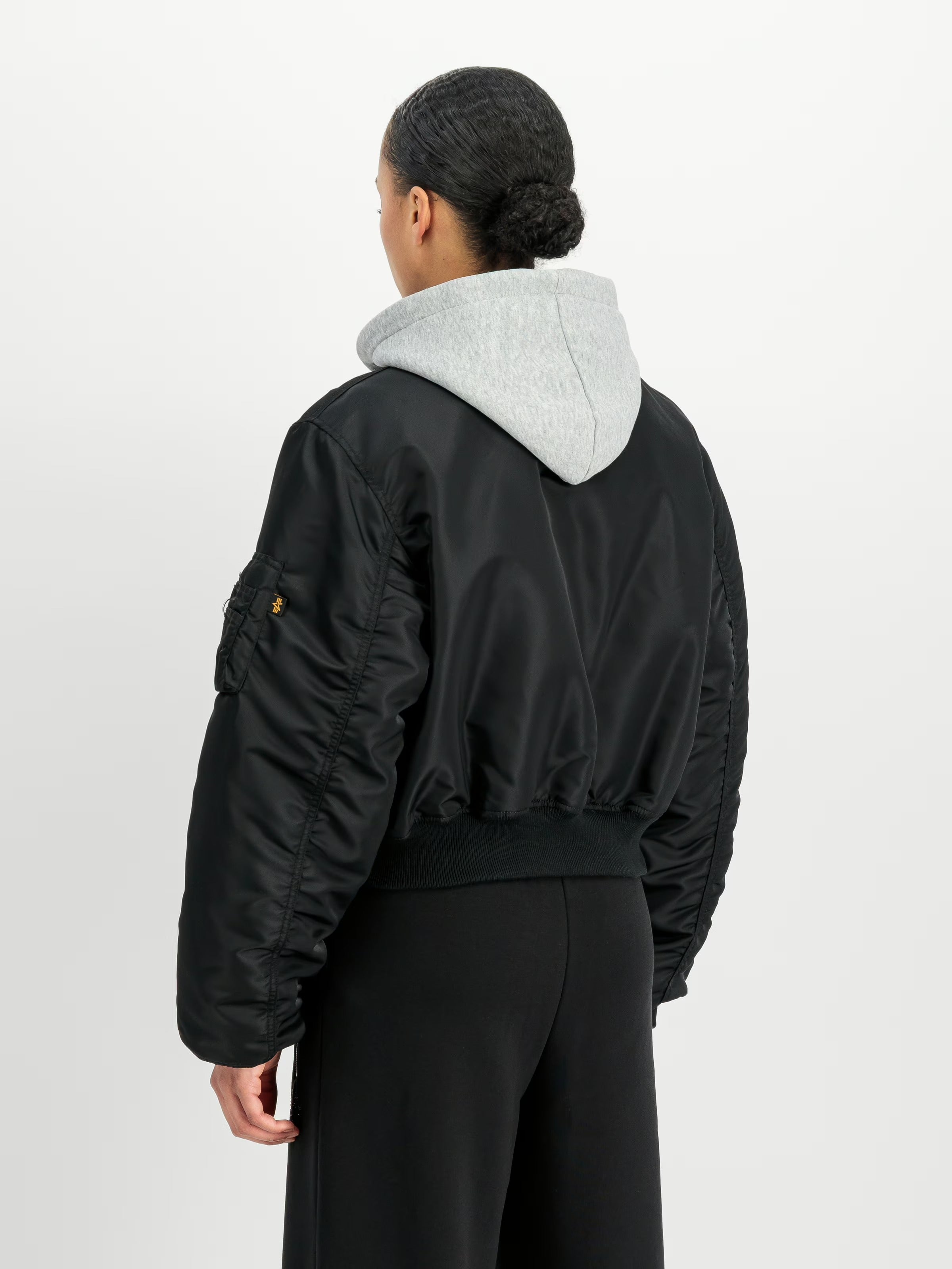 ALPHA INDUSTRIES CWU-45/P Hooded Bomber Jacket Women BLACK