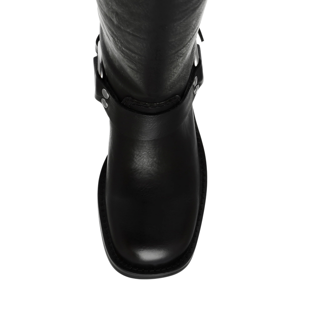 Stivale biker Blaze Shop Eastern nero in similpelle al ginocchio con cinturini e fibbie metalliche