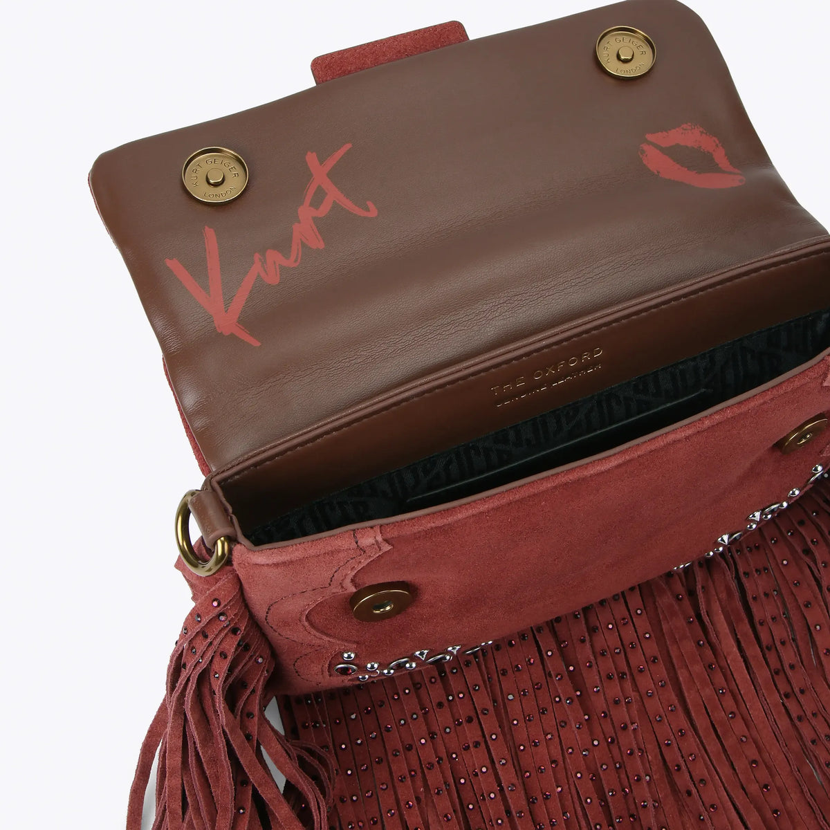 KURT GEIGER Oxford Fringe Sholuder Bag Wine