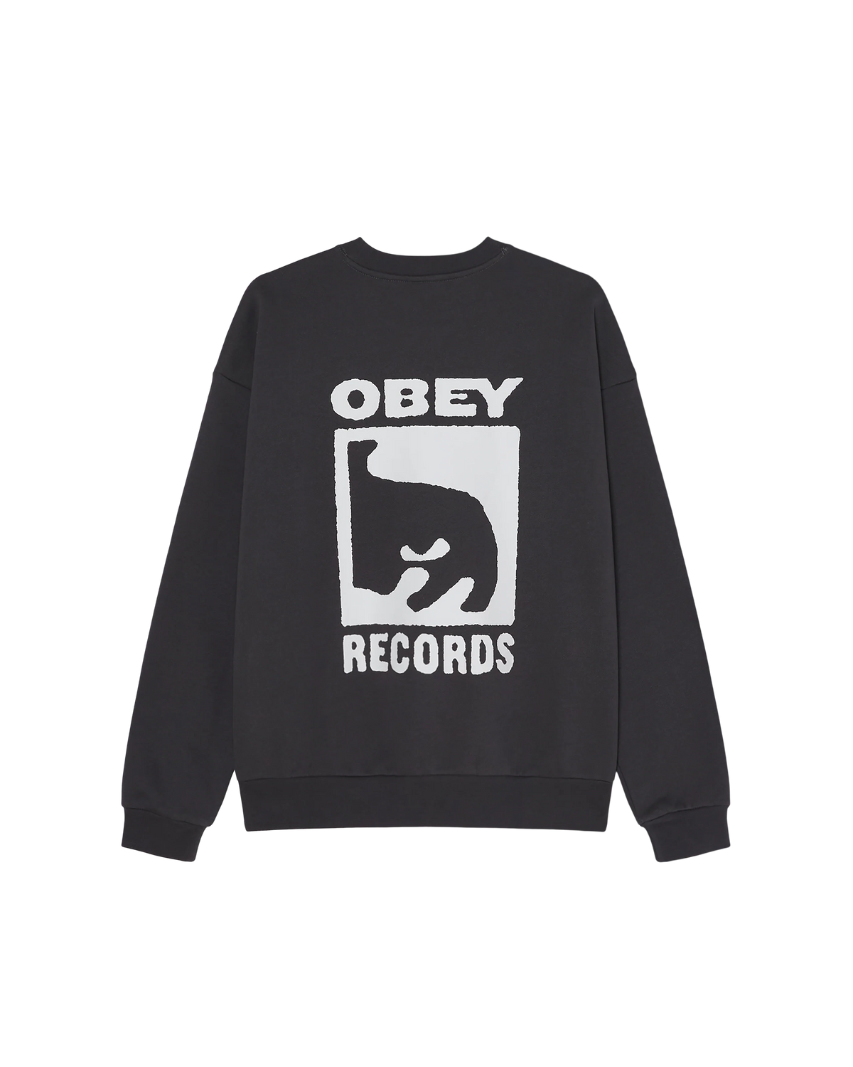 OBEY RECORDS EXTRA HEAVY CREWNECK Vintage Black