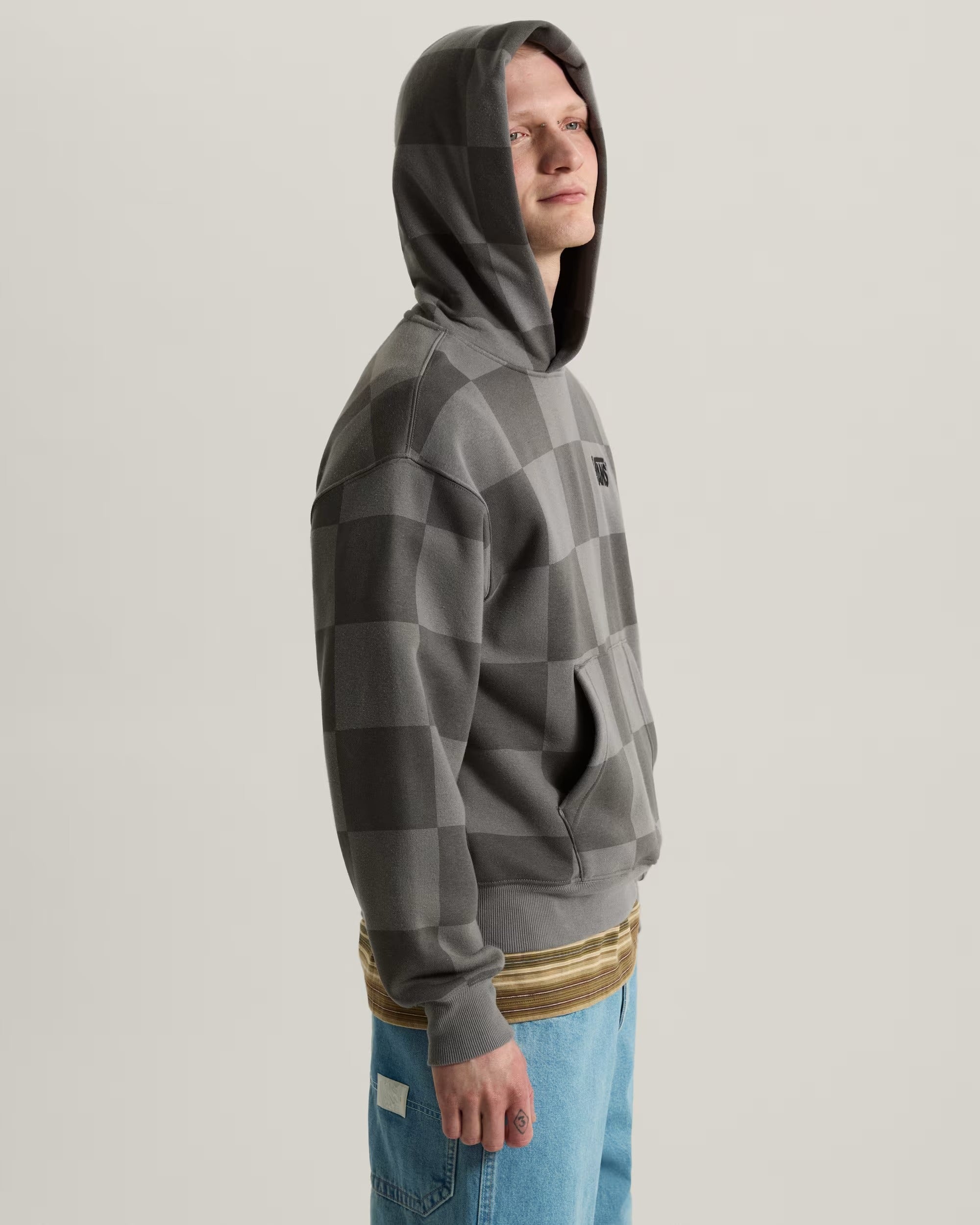 VANS FELPA con cappuccio Stretch Logo Checkerboard Grey
