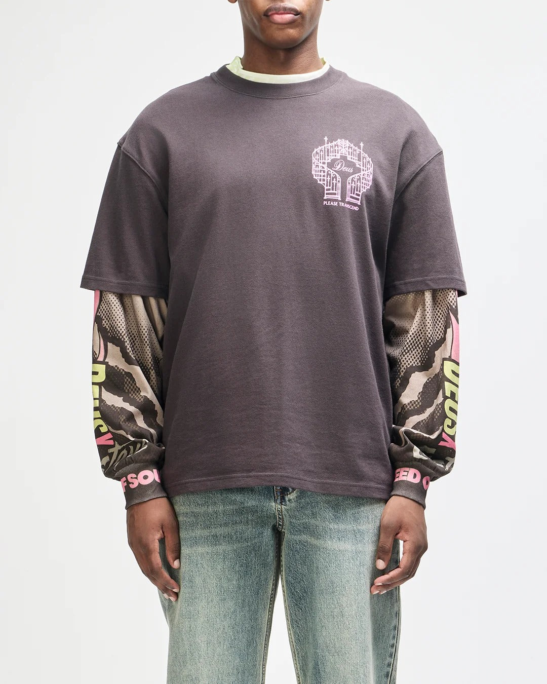DEUS EX MACHINA Upstairs Os Tee Anthracite Grey