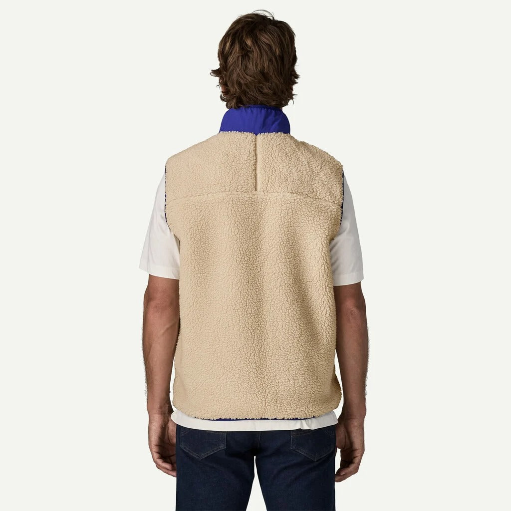 PATAGONIA Men's Classic Retro-X® Fleece Vest Dark Natural w/Cobalt Blue