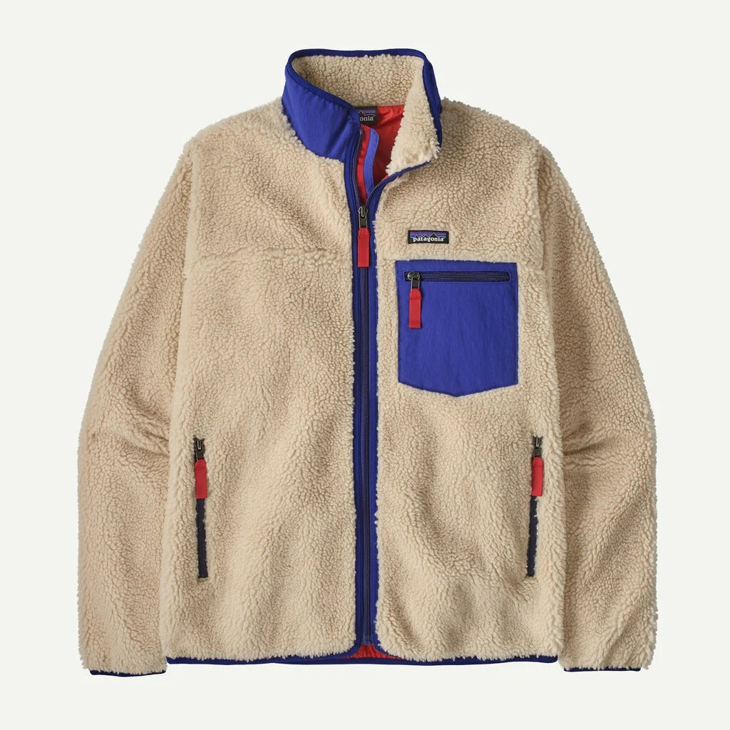 PATAGONIA Men's Classic Retro-X® Fleece Jacket Dark Natural w/Cobalt Blue