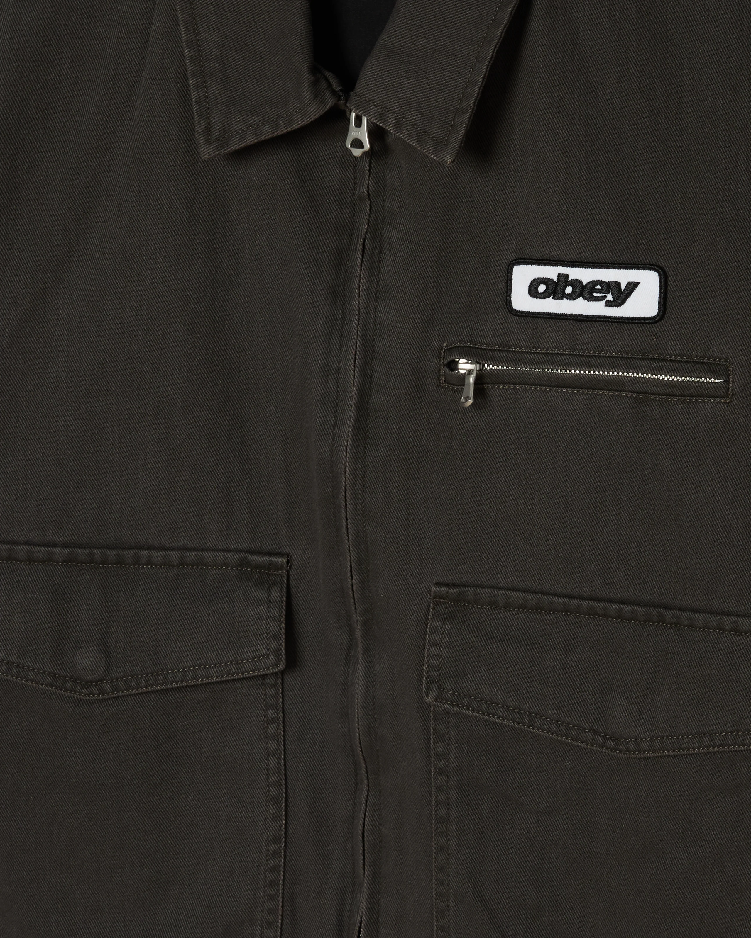 OBEY Walter Work Jacket Black Faded Wash
