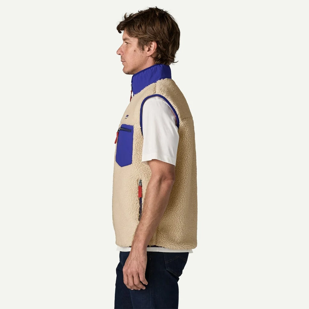PATAGONIA Men's Classic Retro-X® Fleece Vest Dark Natural w/Cobalt Blue