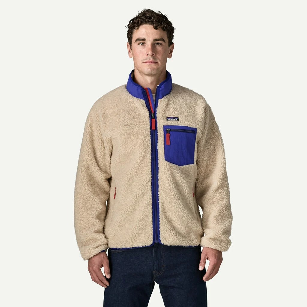 PATAGONIA Men's Classic Retro-X® Fleece Jacket Dark Natural w/Cobalt Blue