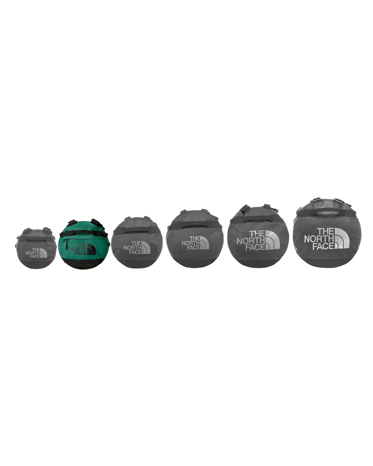Borsone Blaze Shop The North Face Base Camp Duffel in diverse dimensioni e colori, vista frontale circolare.