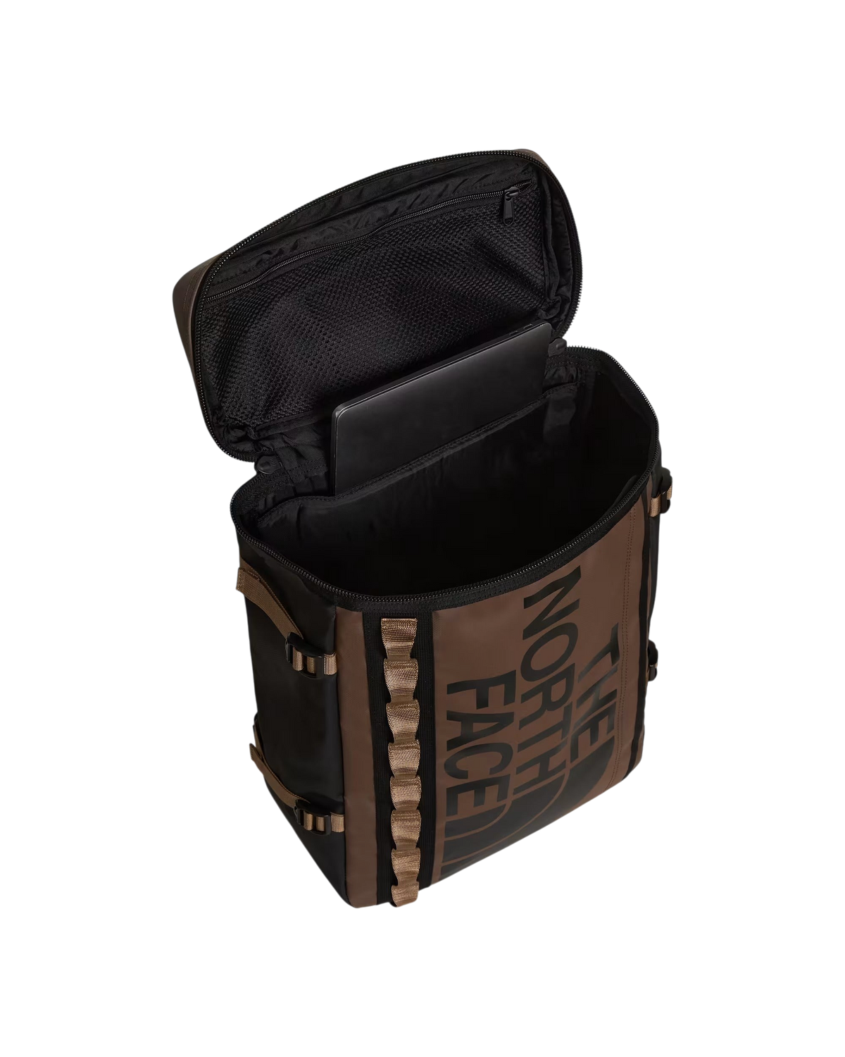 Zaino Blaze Shop The North Face Base Camp Fuse Box marrone e nero con scomparto per laptop aperto