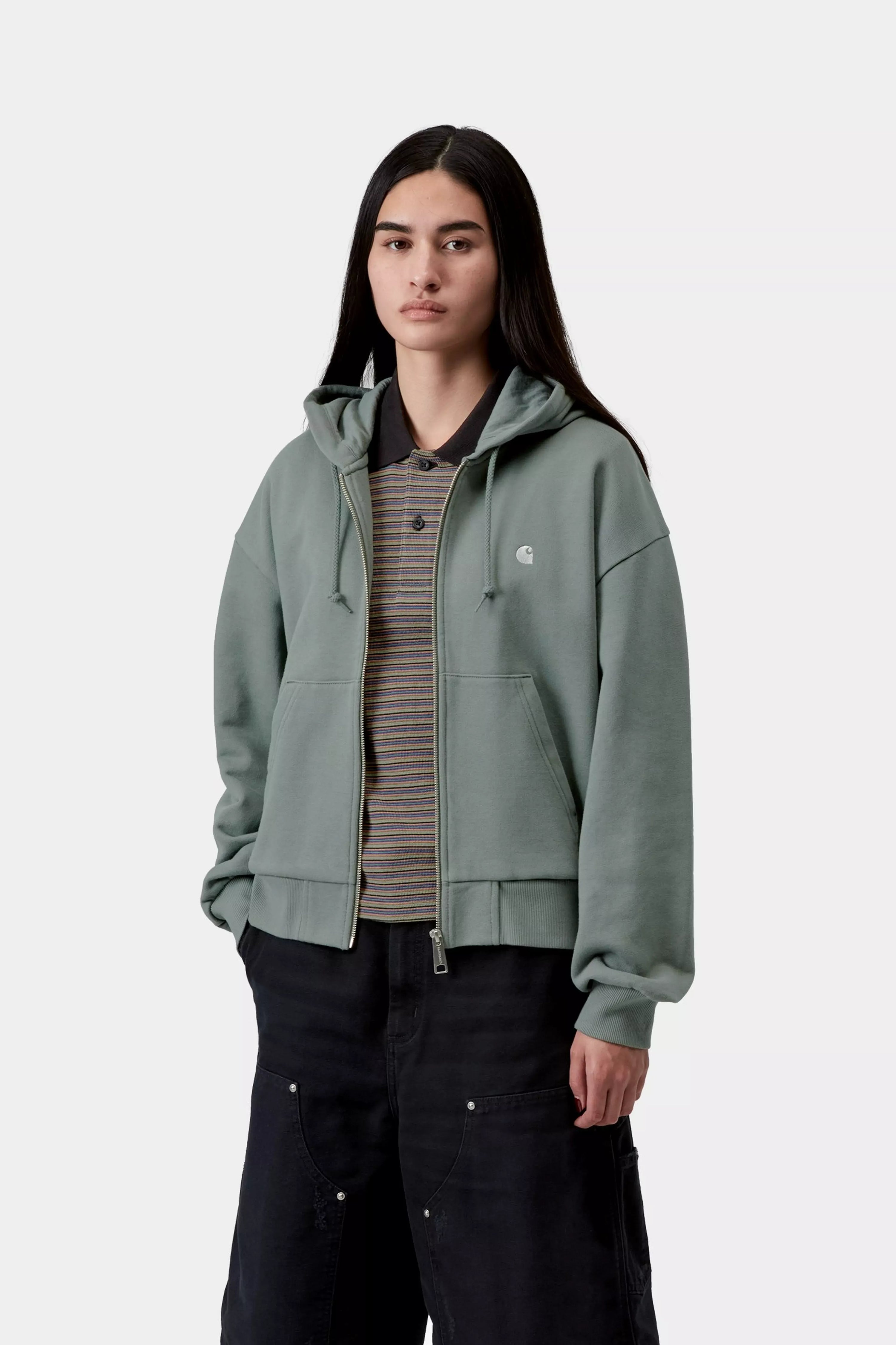 CARHARTT WIP W' Hooded Casey Jacket Velvet Green / Silver