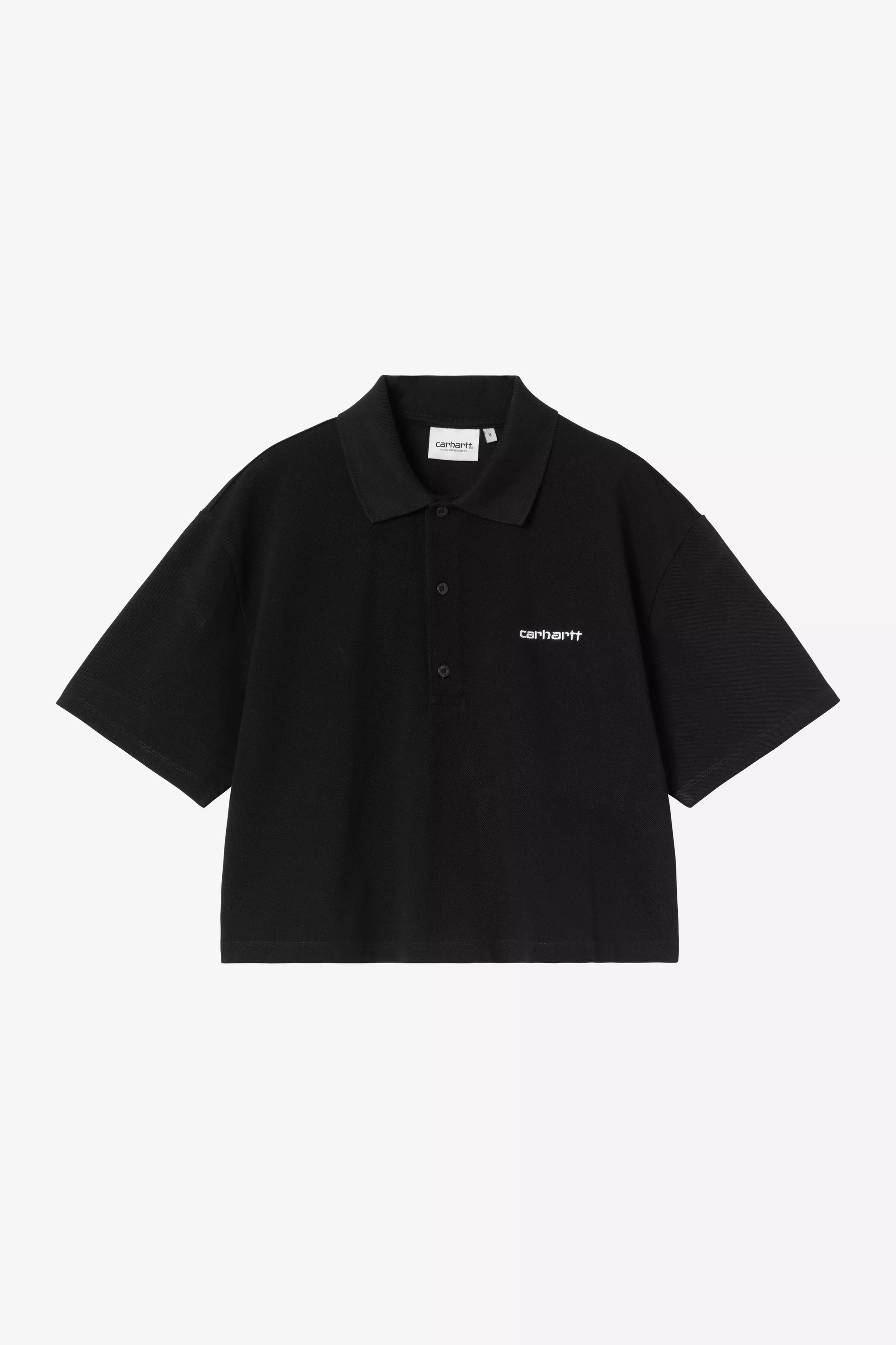 CARHARTT WIP W' S/S Carhartt Script Polo T-Shirt Black / White