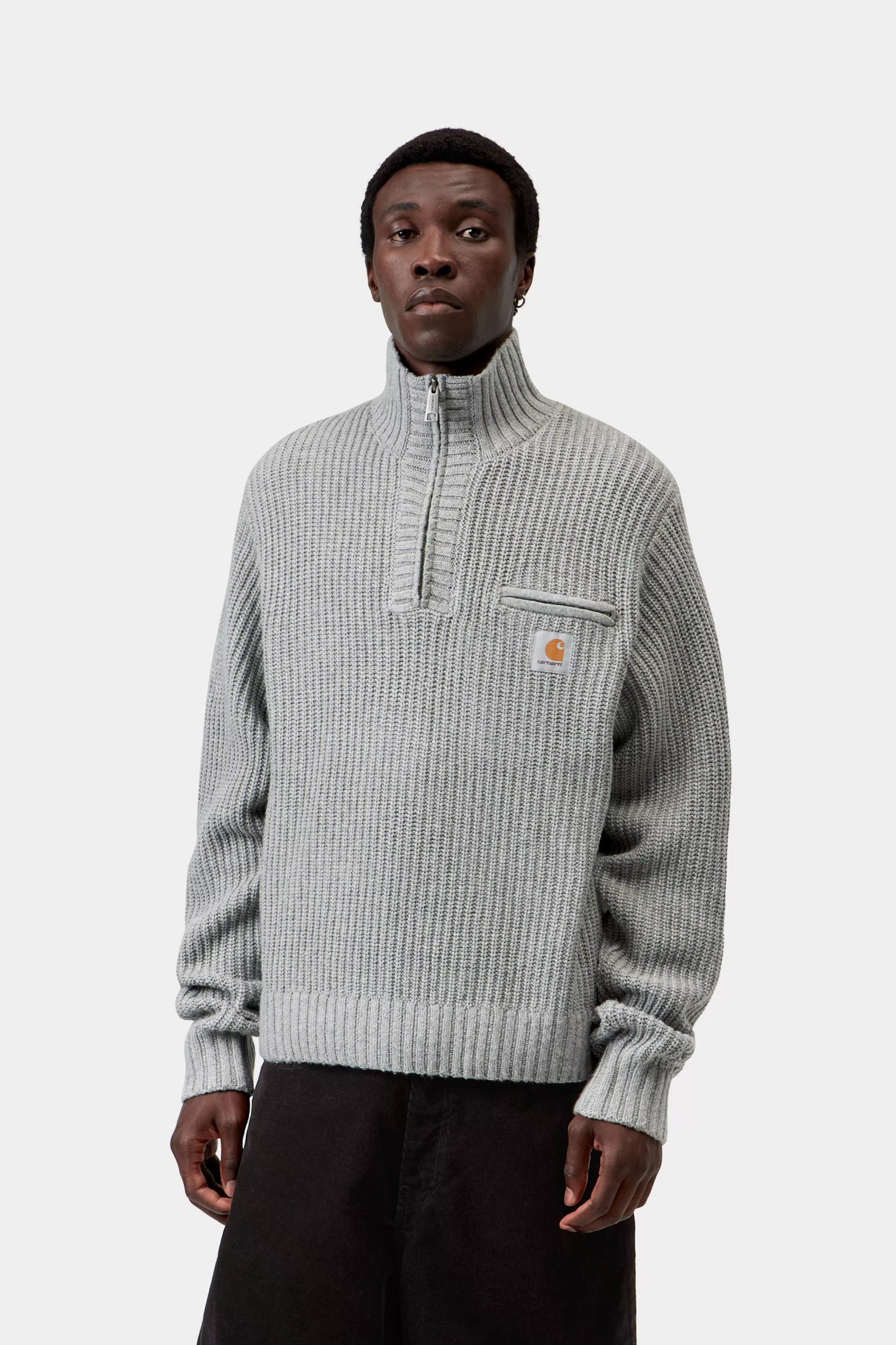CARHARTT WIP Detroit Half Zip Sweater Grey Heather