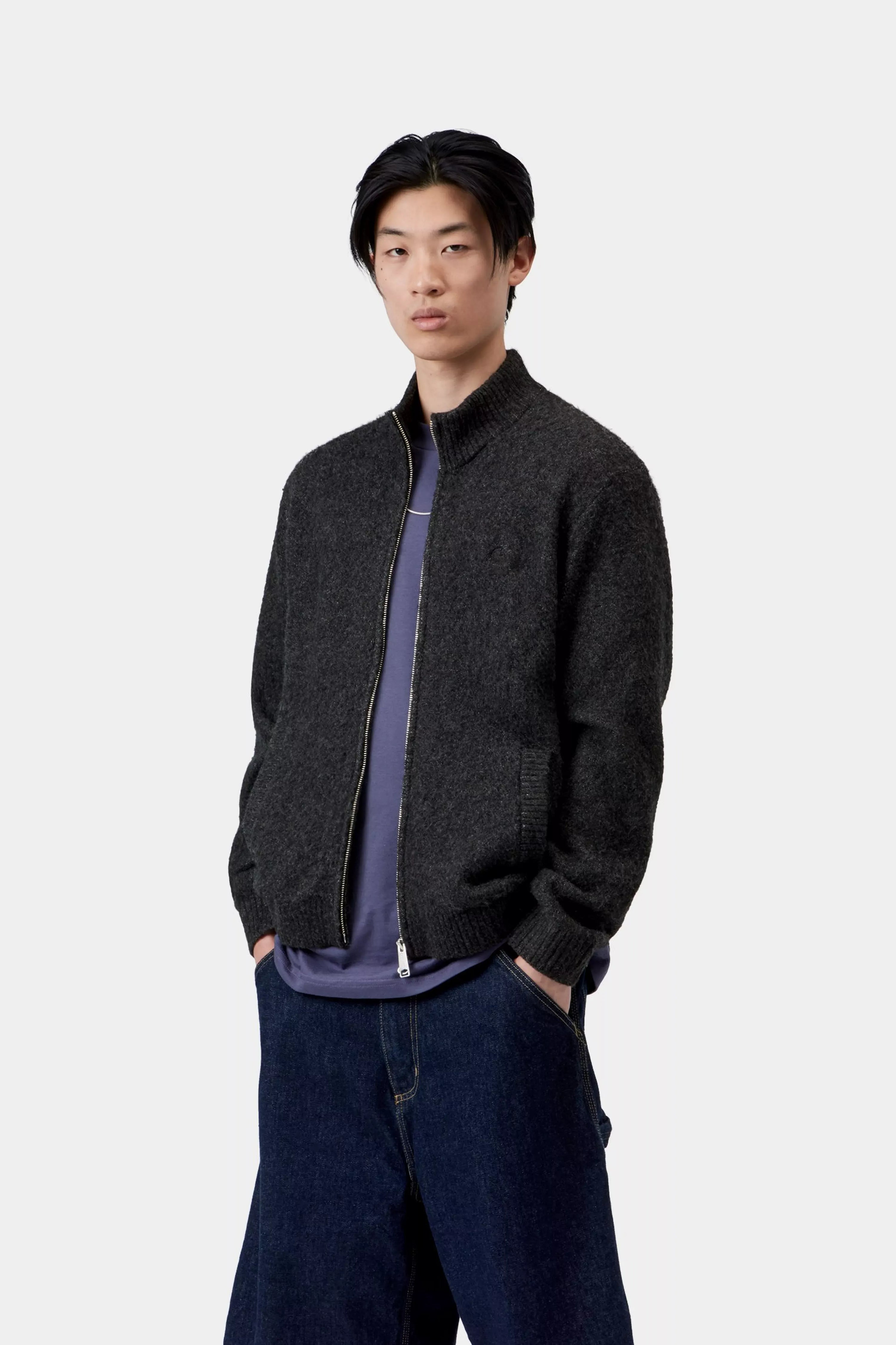 CARHARTT WIP Curtis Sweater Jacket Tangled Black