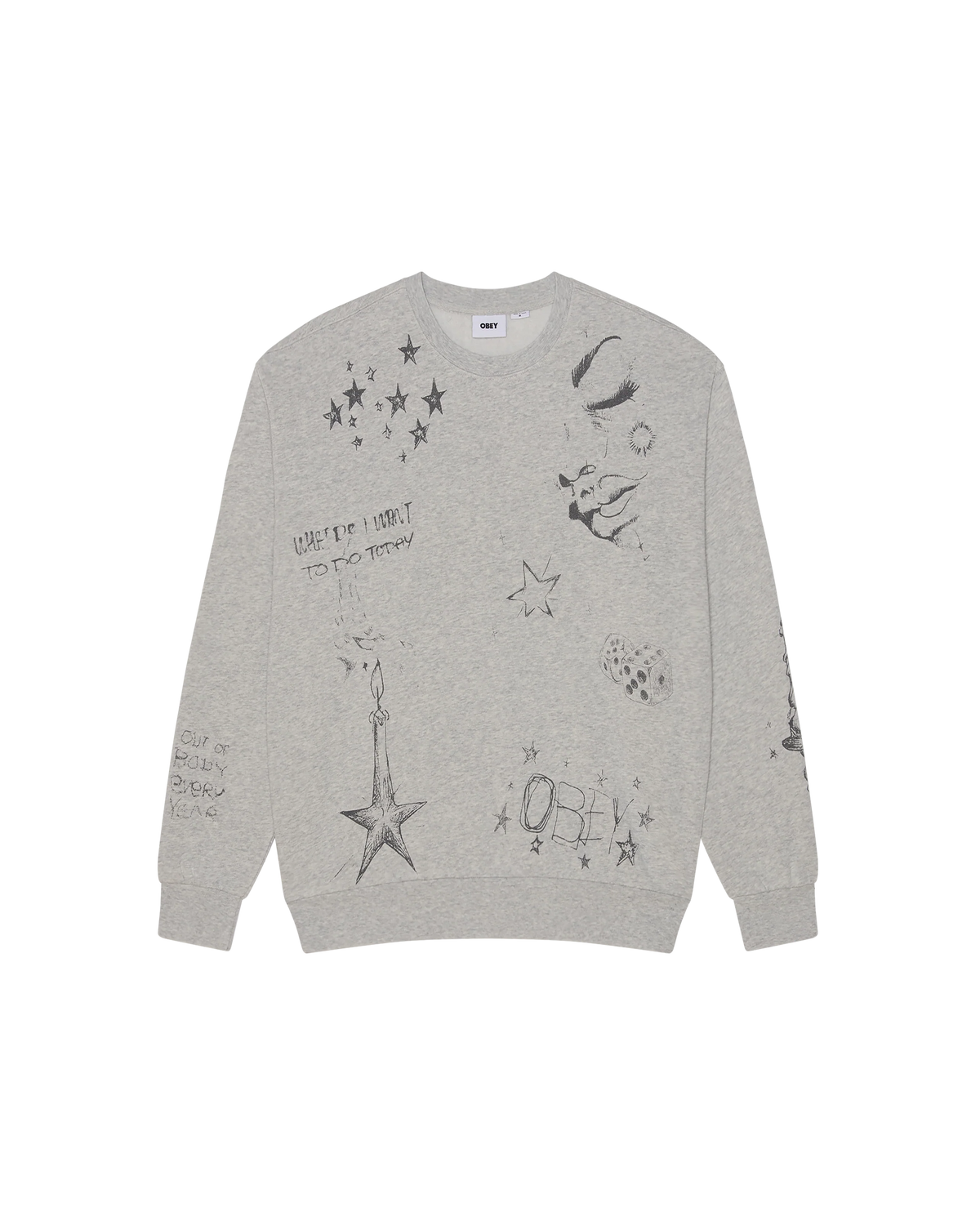 OBEY DREAMS CREWNECK Dusty Ash Grey