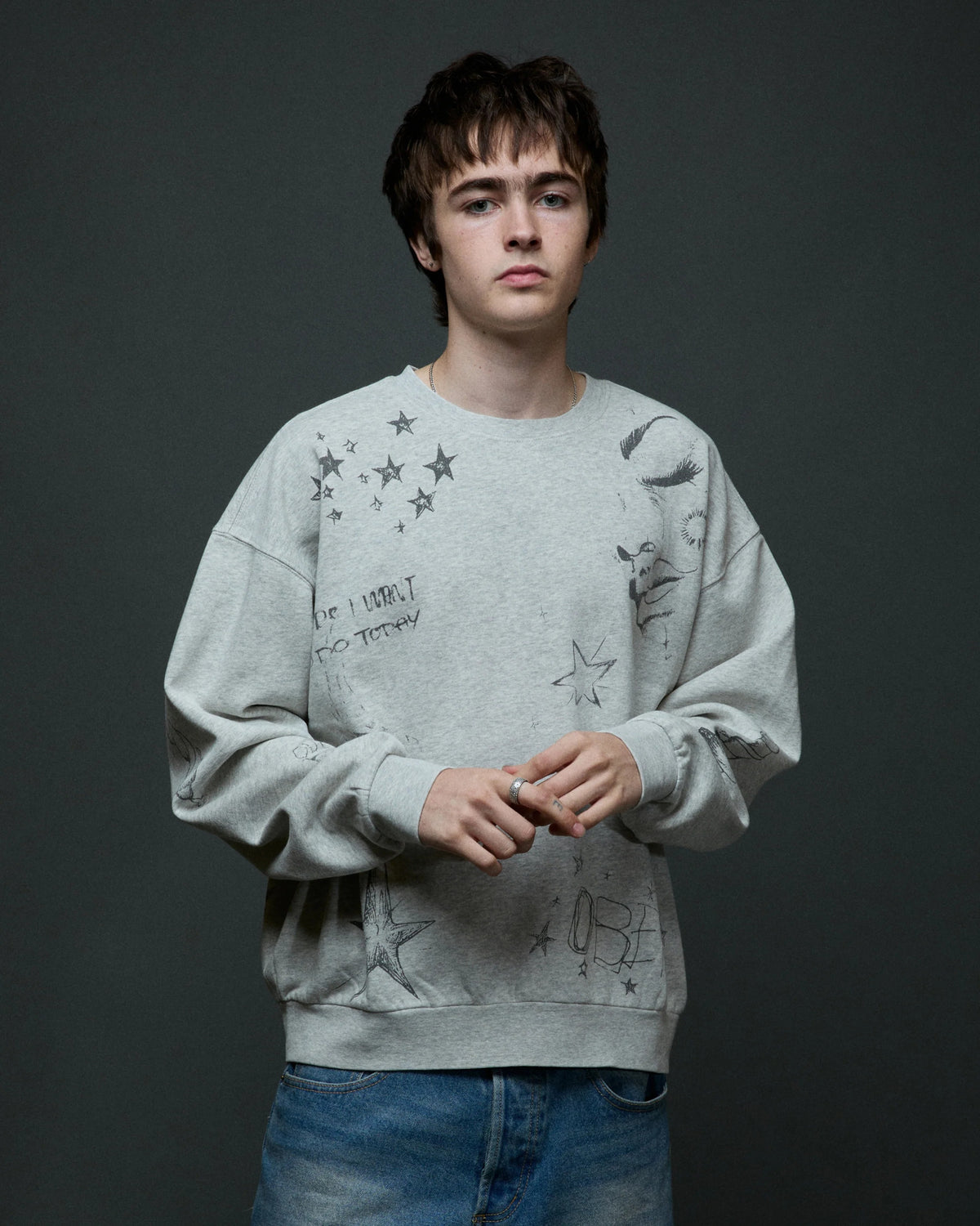 OBEY DREAMS CREWNECK Dusty Ash Grey