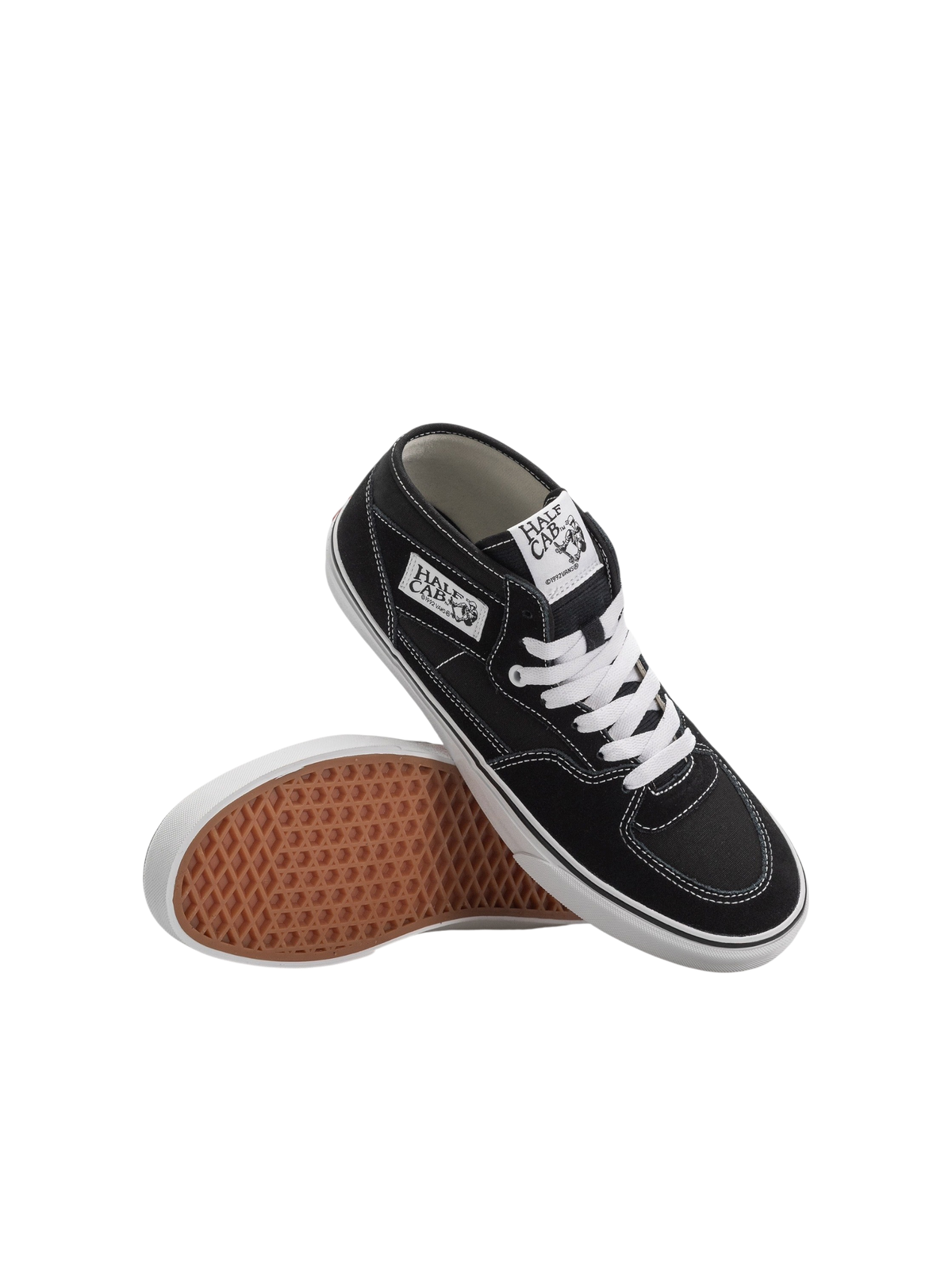 Sneakers Blaze Shop Vans Half Cab Decon in canvas e suede nero con lacci bianchi e suola waffle in gomma