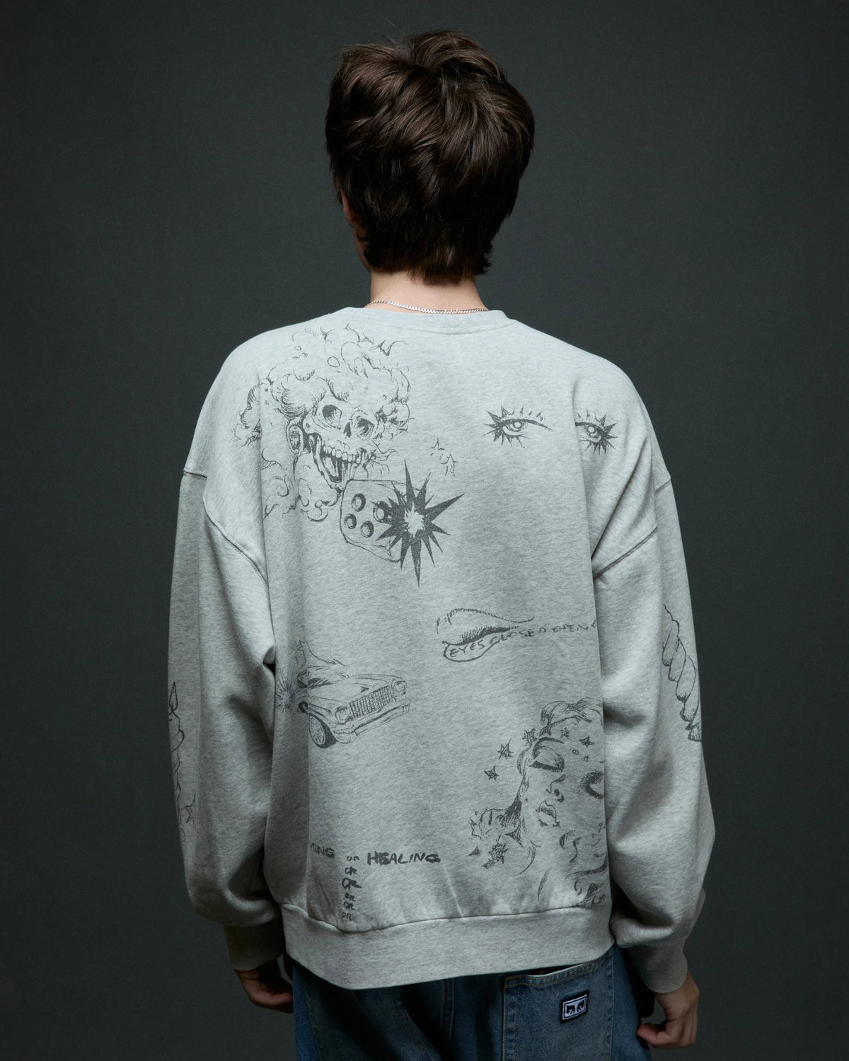 OBEY DREAMS CREWNECK Dusty Ash Grey