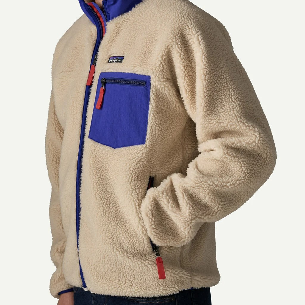 PATAGONIA Men's Classic Retro-X® Fleece Jacket Dark Natural w/Cobalt Blue