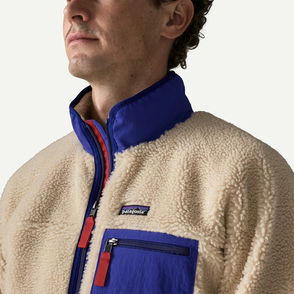 PATAGONIA Men's Classic Retro-X® Fleece Jacket Dark Natural w/Cobalt Blue