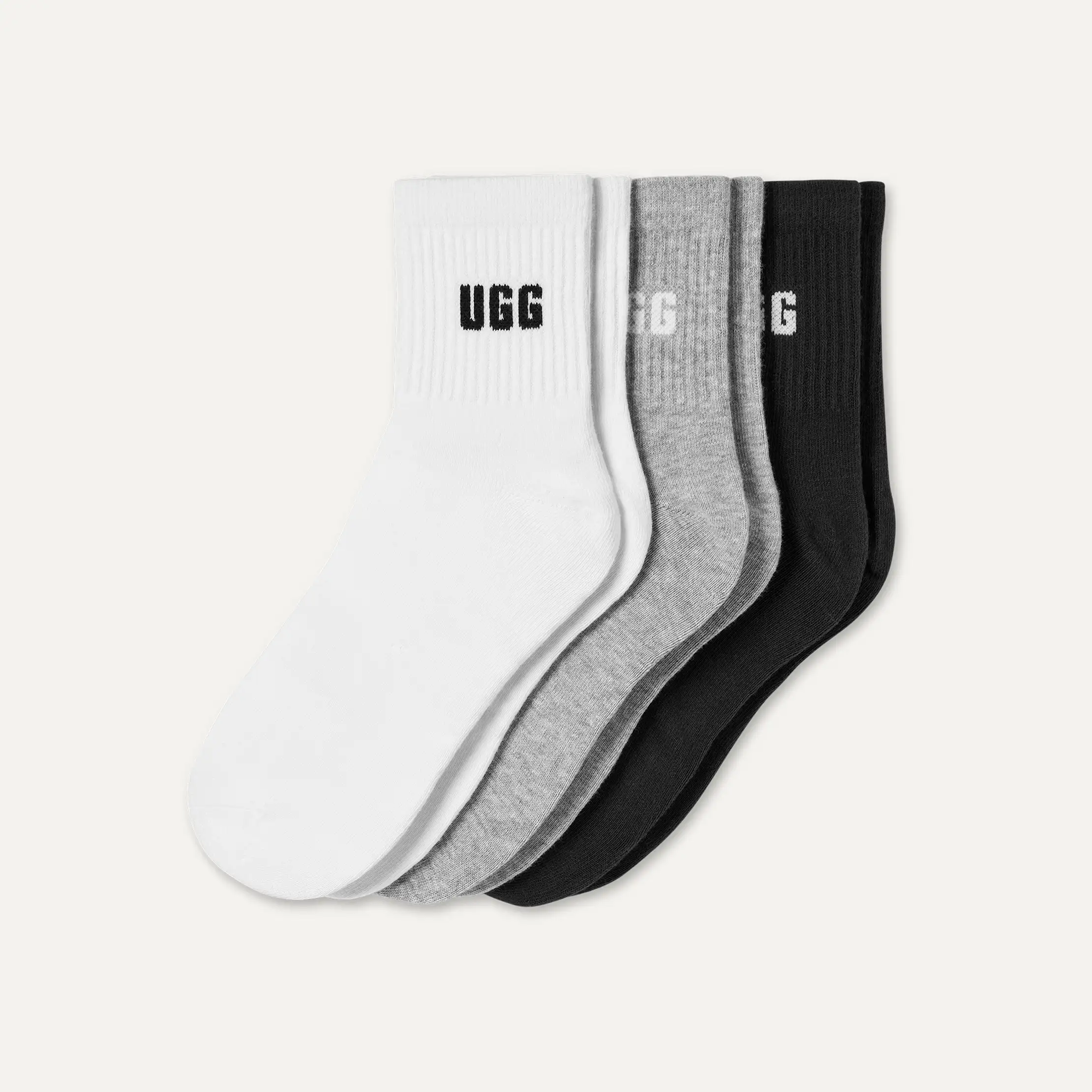 UGG Calzini Corti Quinlin Logo (confezione da tre paia) nimbus / grey heather / black