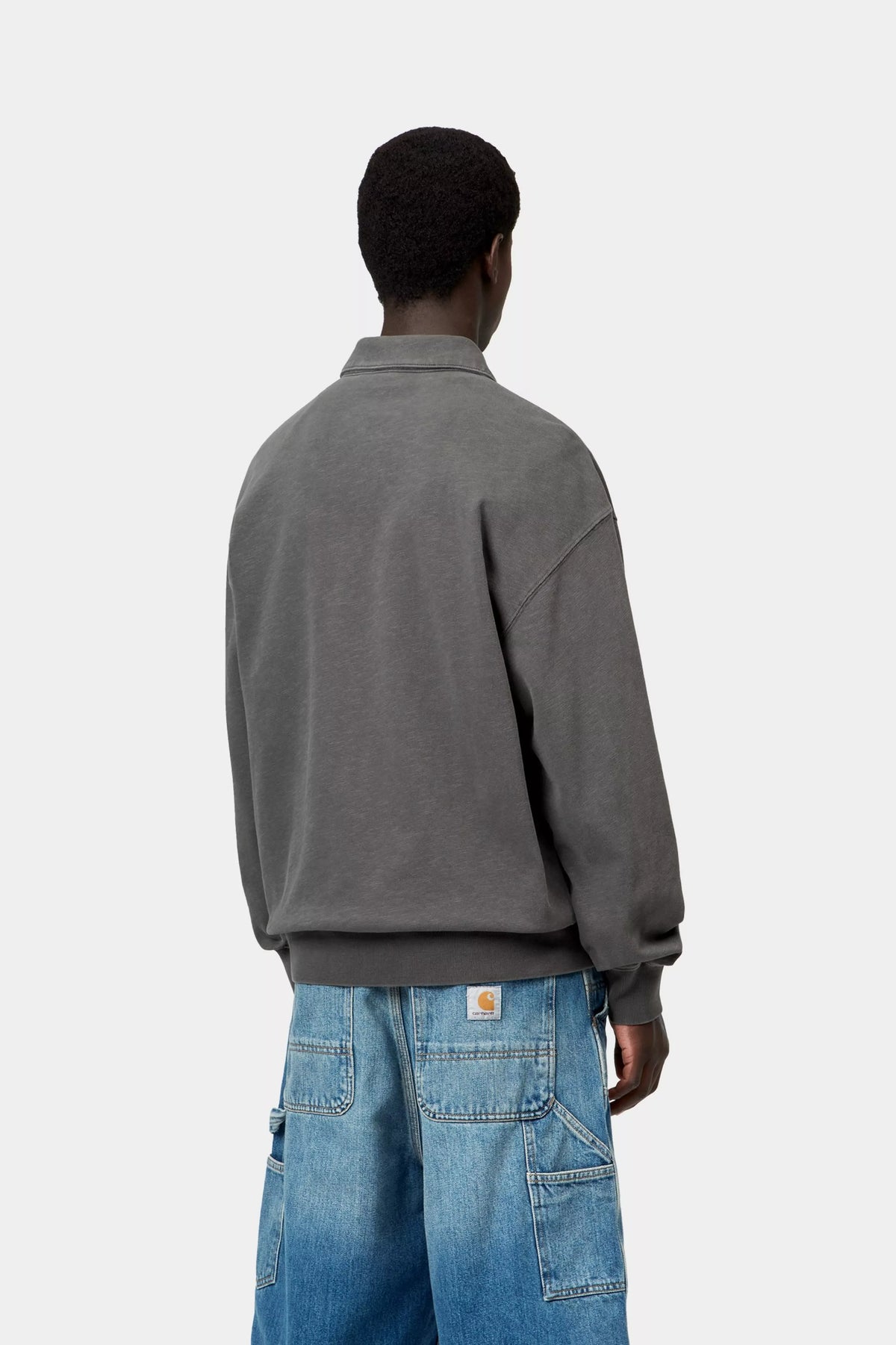 CARHARTT WIP Harper Polo Black, Garment dyed