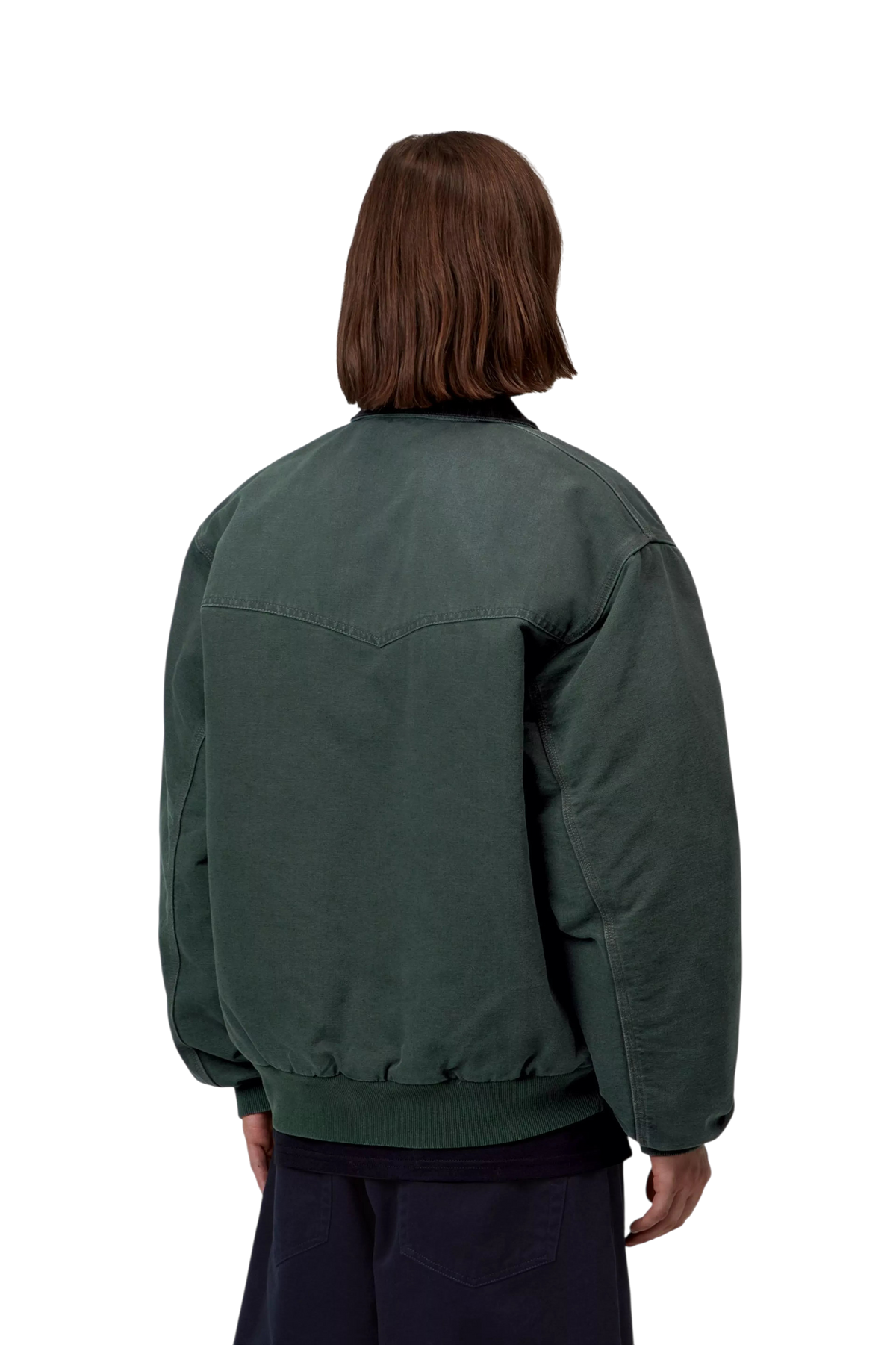 Vista posteriore della giacca Blaze Shop Carhartt WIP OG Santa Fe in tela di cotone color raven con colletto a coste