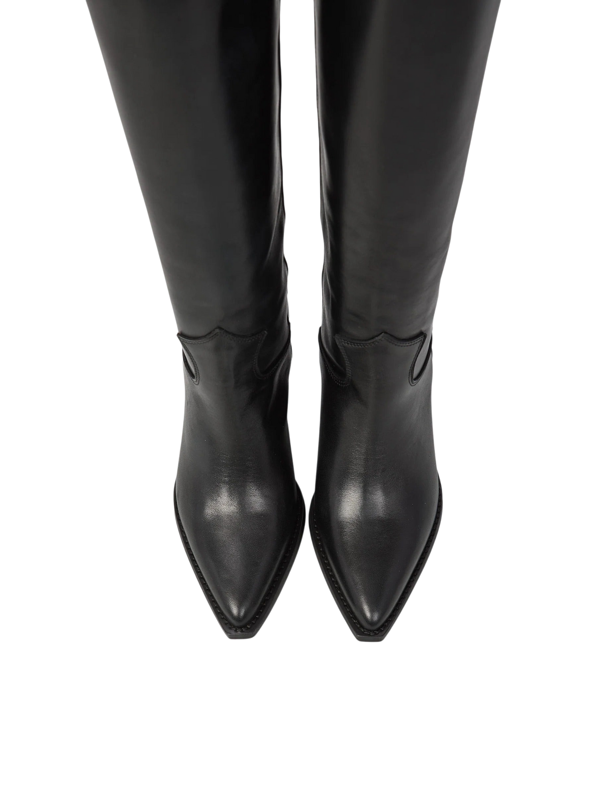 Stivali texani Blaze Shop in pelle nera con punta affusolata, gambale alto e tacco da 8 cm, vista frontale