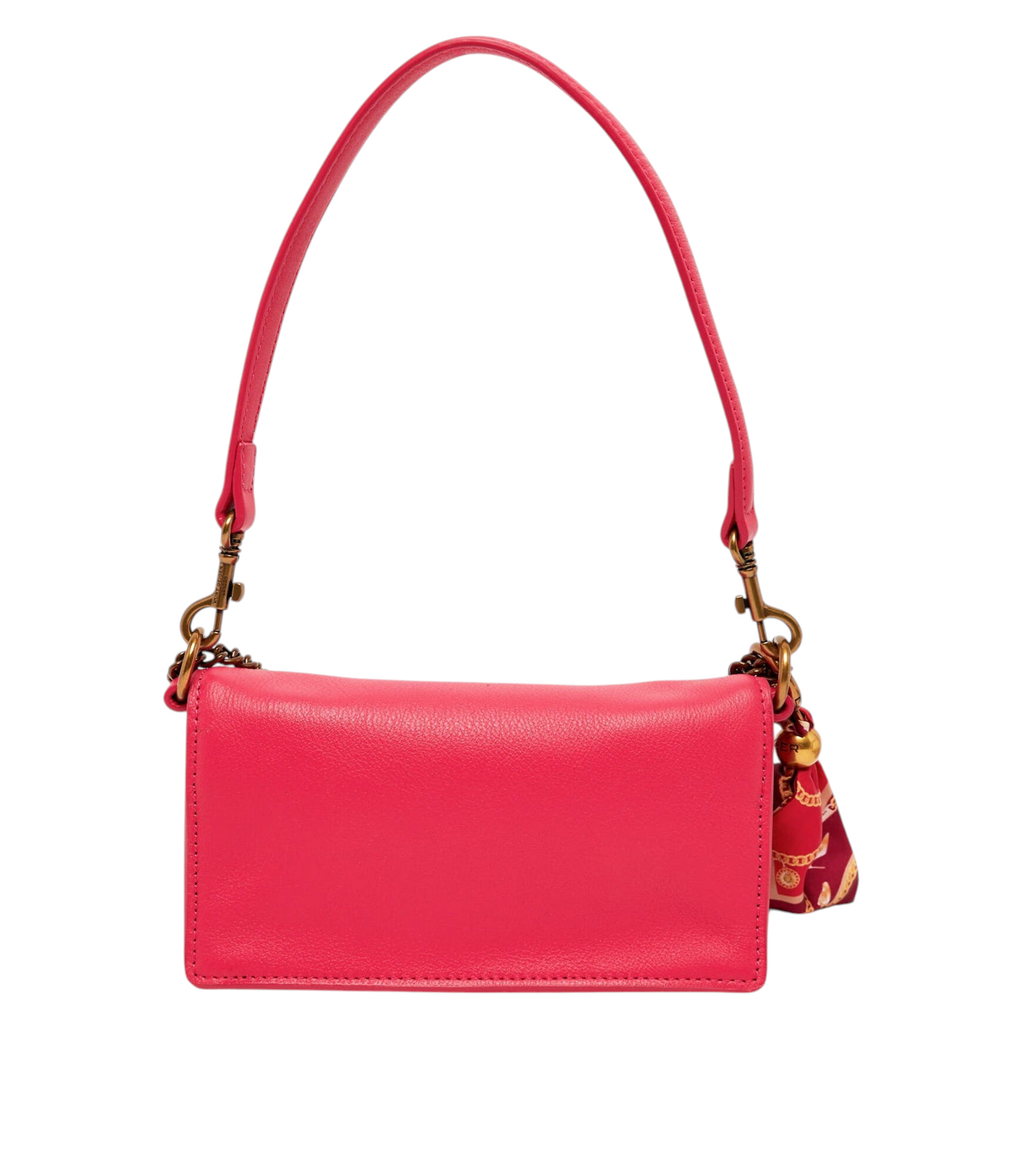Borsa a spalla Blaze Shop Kurt Geiger Sloane Soft in pelle fucsia con foulard decorativo e dettagli in metallo dorato.