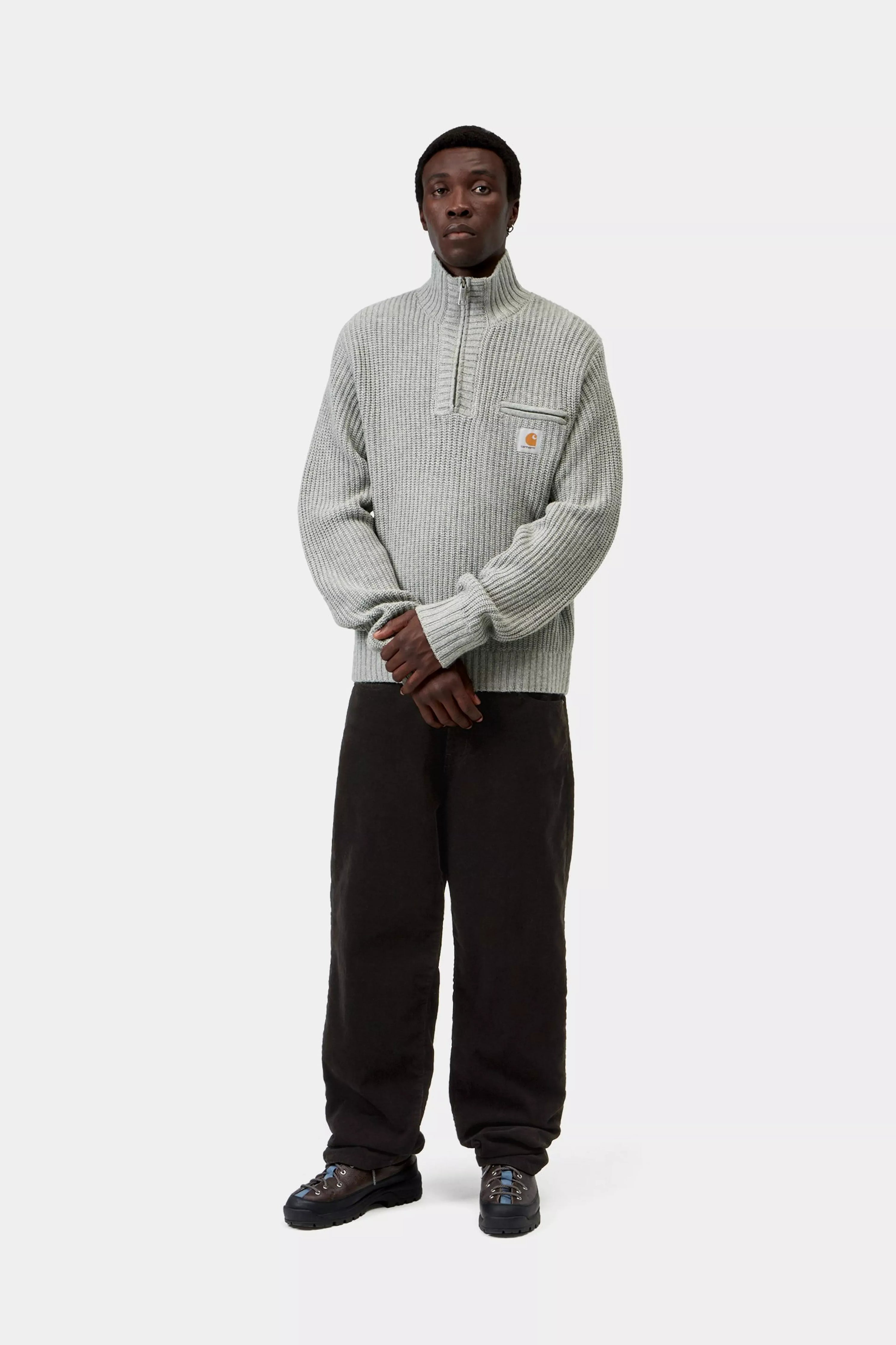 CARHARTT WIP Detroit Half Zip Sweater Grey Heather