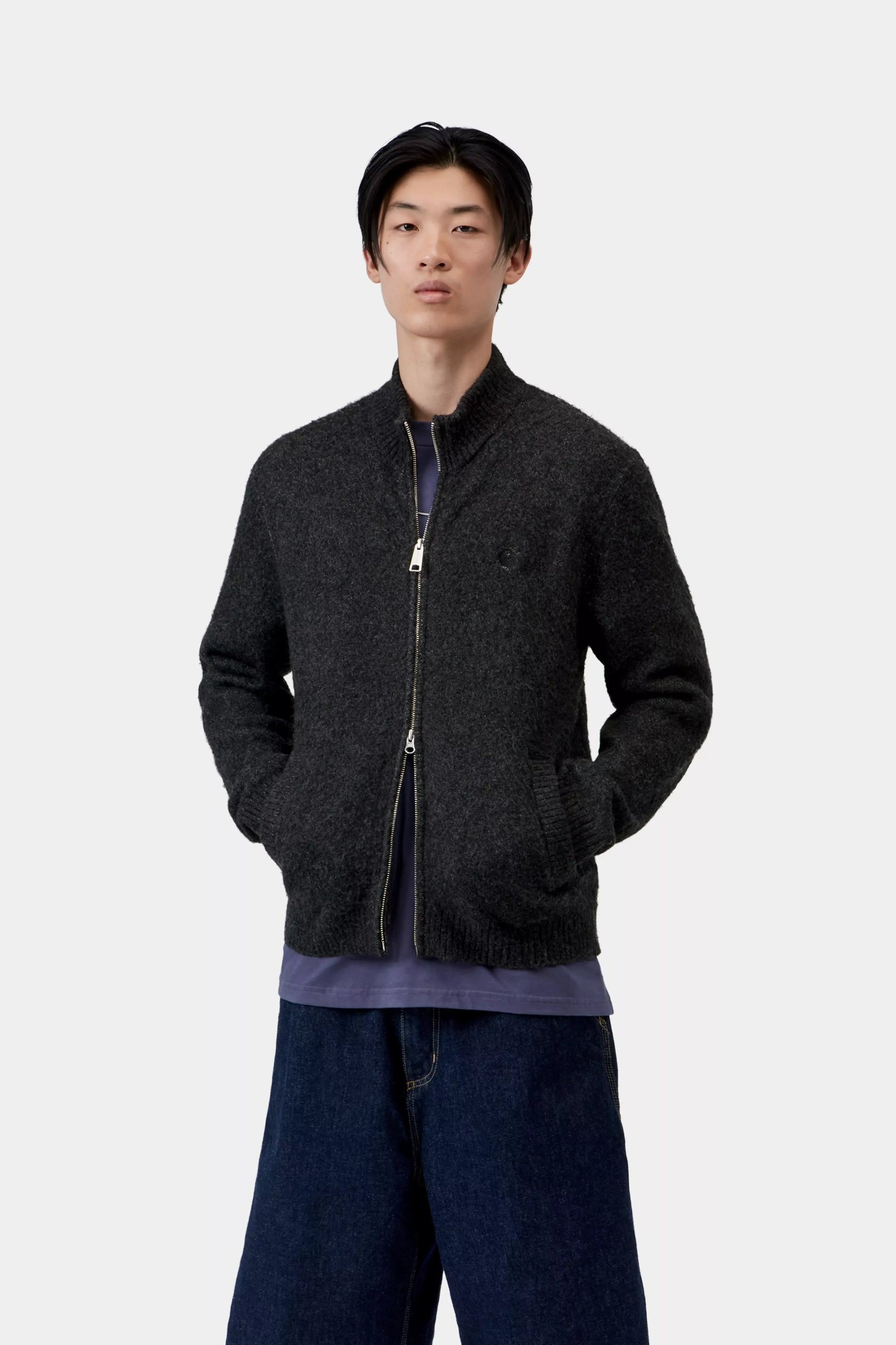 CARHARTT WIP Curtis Sweater Jacket Tangled Black