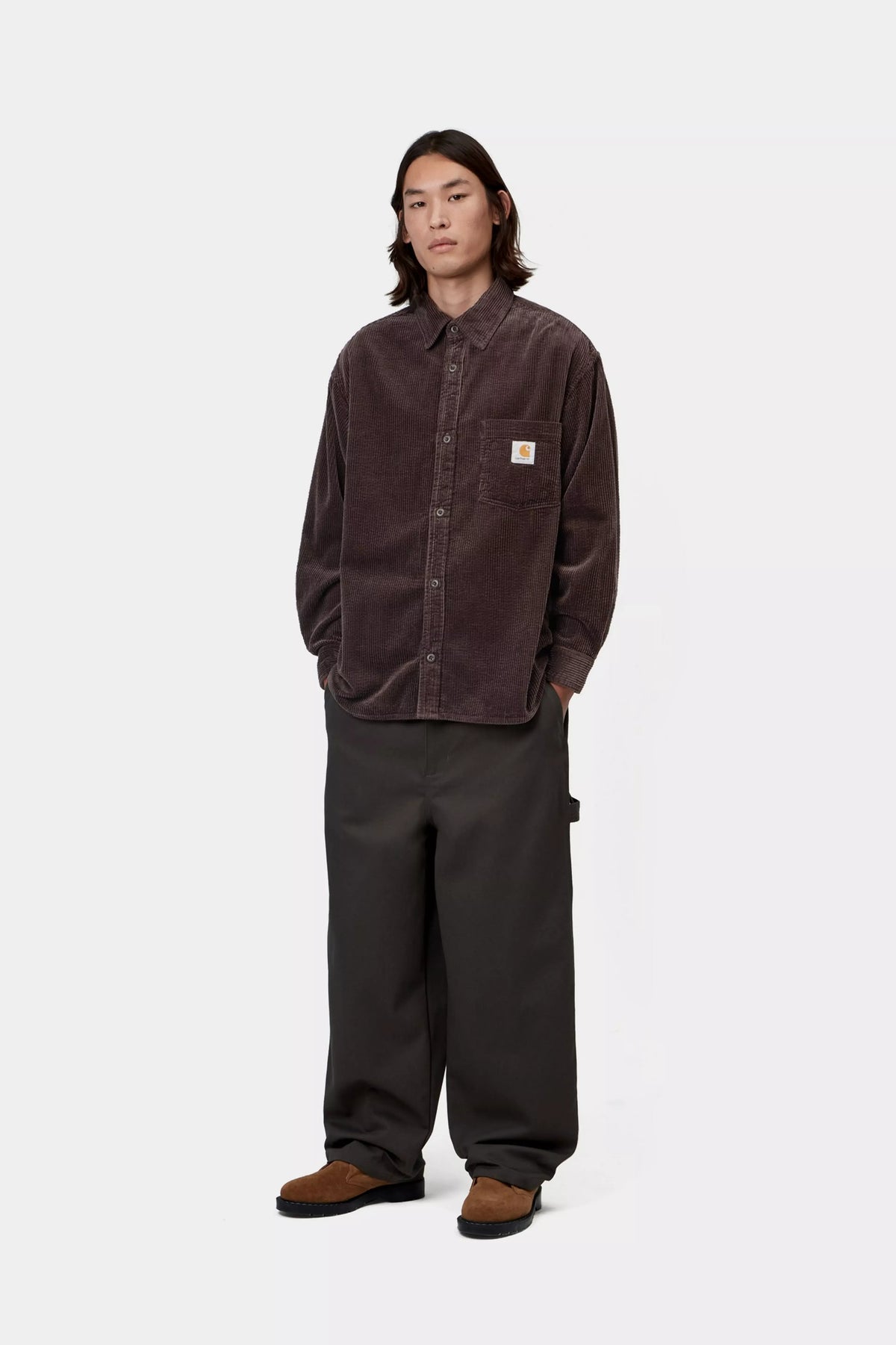 CARHARTT WIP L/S Loyde Shirt Palisander, Rinsed