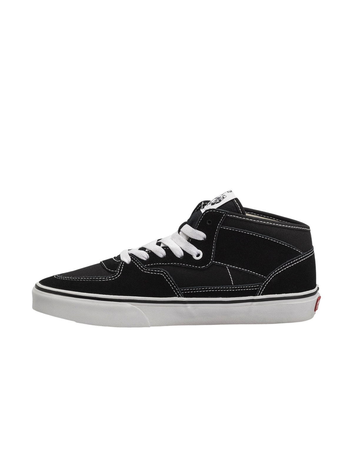 Sneakers Blaze Shop Vans Half Cab Decon in suede e canvas nero con suola vulcanizzata bianca e lacci bianchi